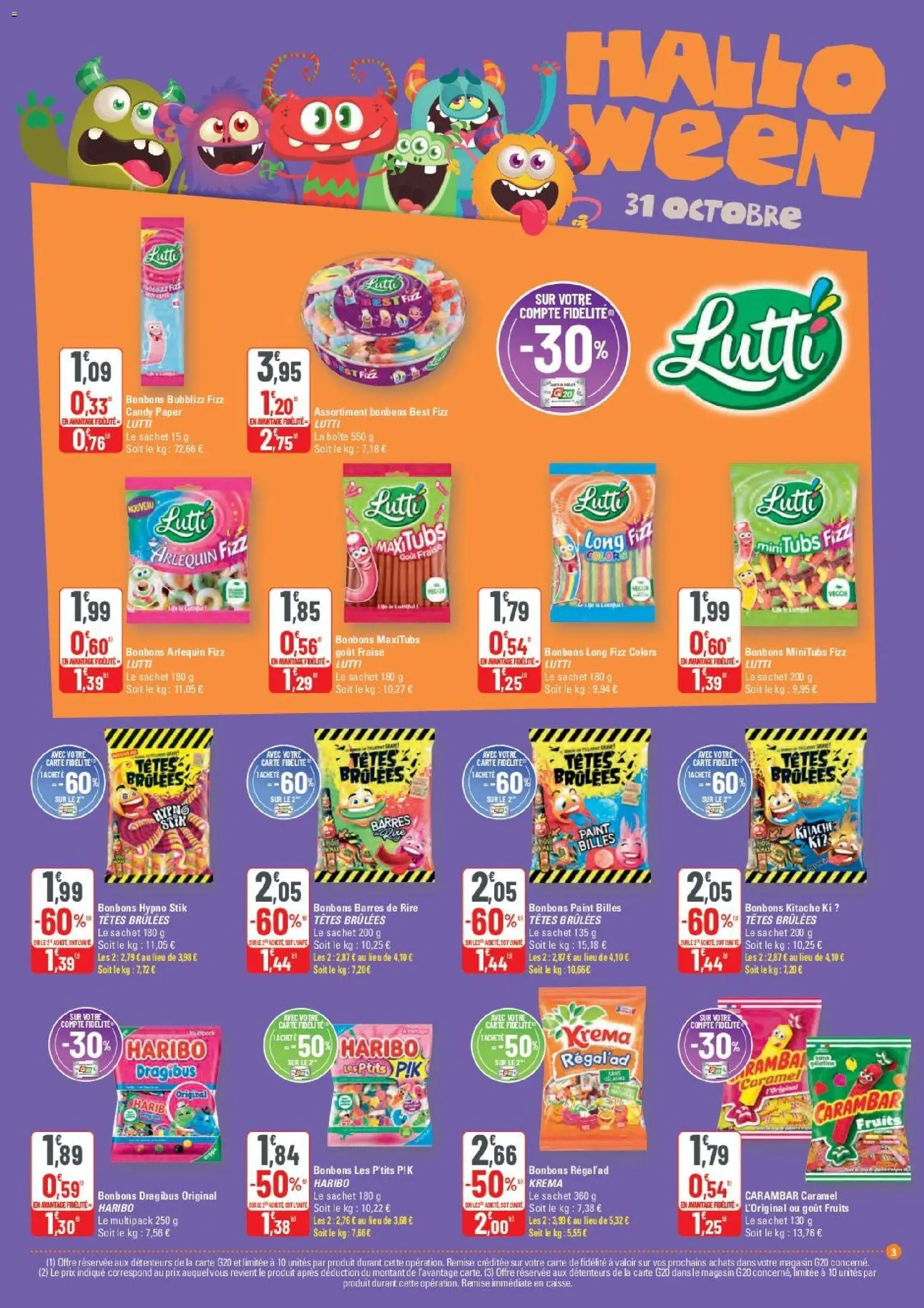 {H1} | Page: 3 | Produits: Fraise, Carambar, Fruits, Bonbons