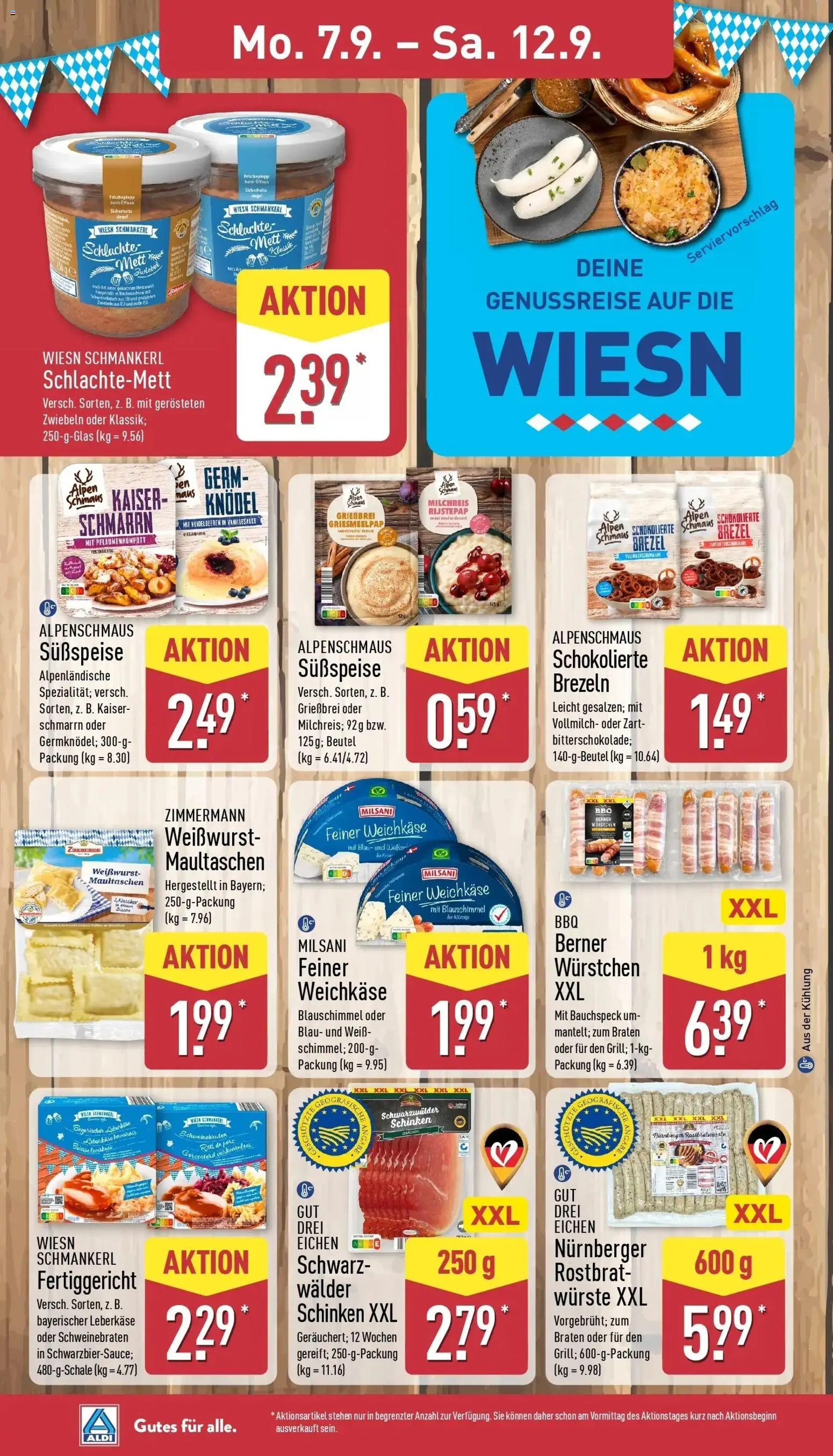 Aldi Aktueller Prospekt (ab 07.09.2026) » Angebote Online | Seite: 12 | Produkte: Weißwurst, Zwiebeln, Schinken, Leberkase