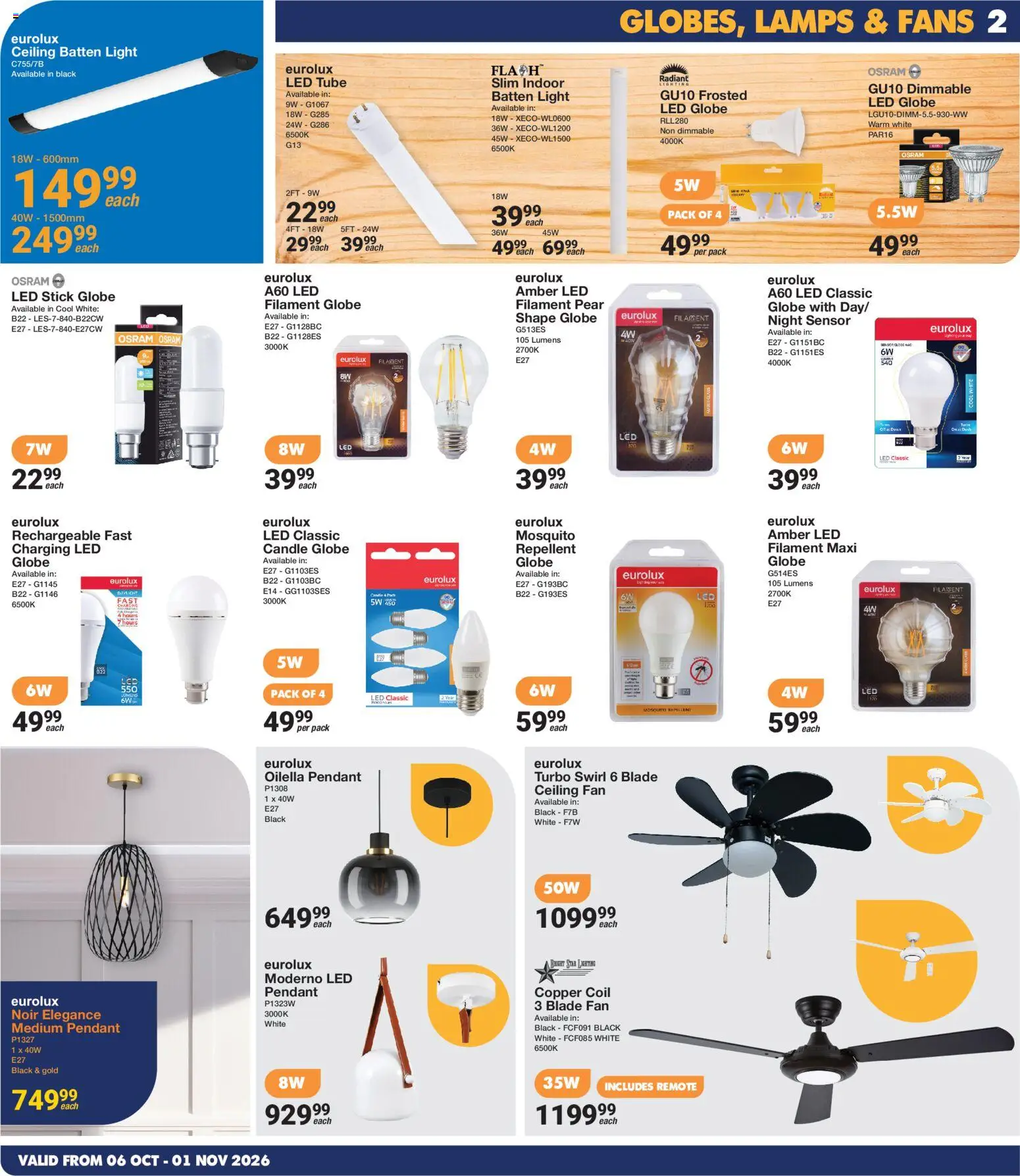 New MICA catalogue – valid from 06/10/2026 | Page: 2 | Products: Globe, Fan, Light, Remote