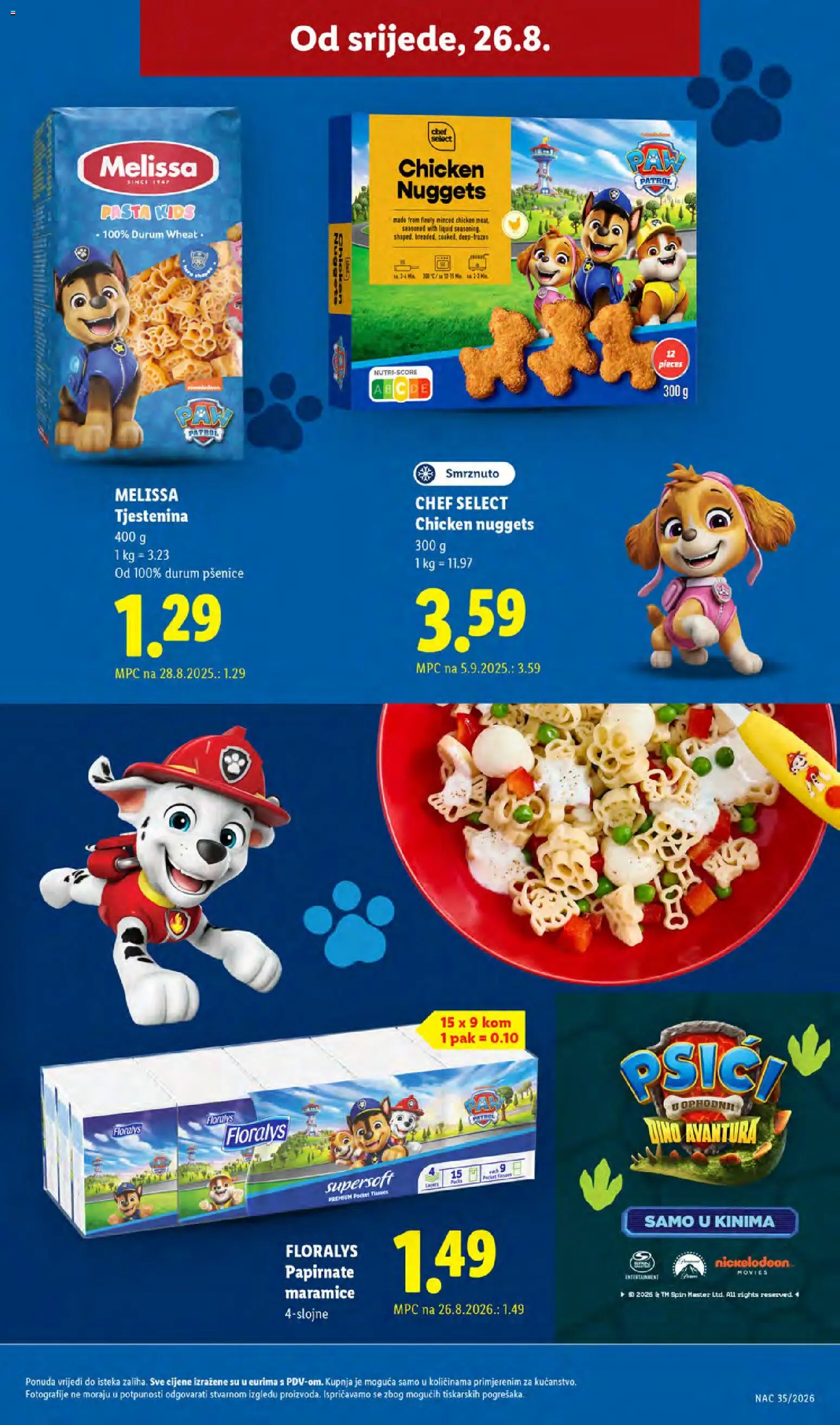 Lidl katalog | vrijedi od 24.08.2026 | Stranica: 57 | Proizvodi: Papirnate maramice, Tjestenina, Maramice, Pasta