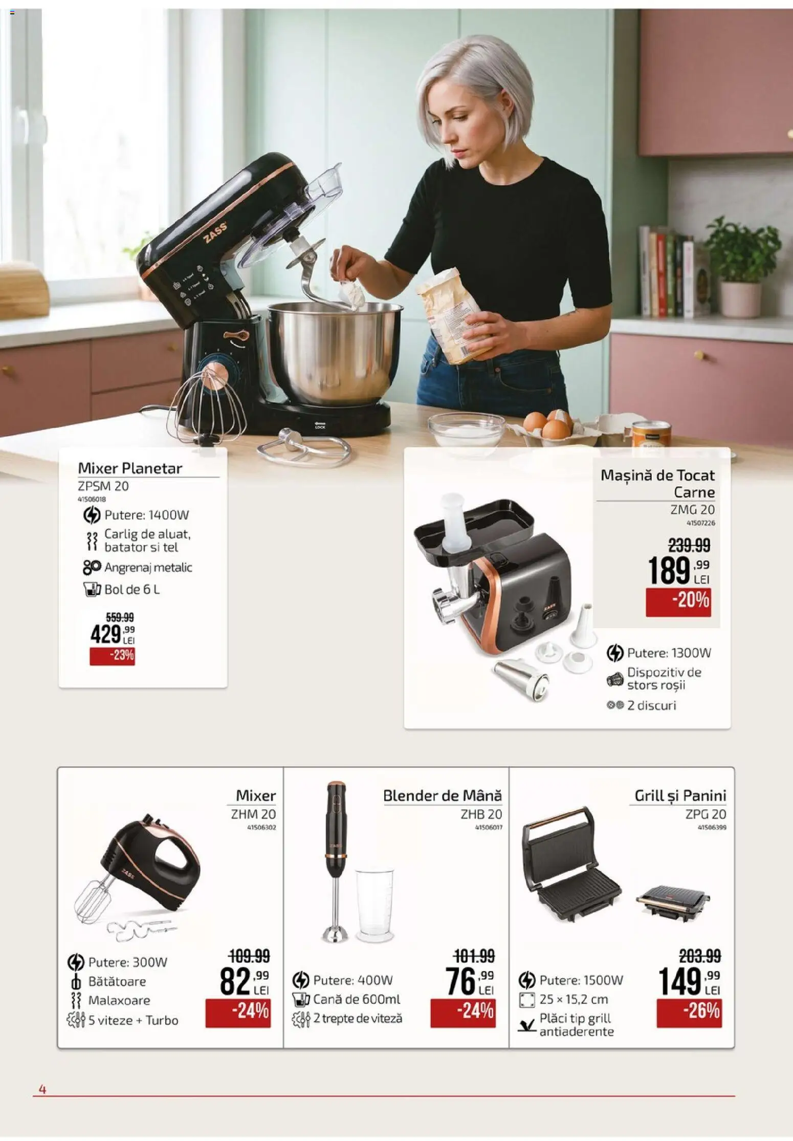 Noul catalog Carrefour – valabil de la 09.09.2026 | Pagină: 4 | Produse: Mașină de tocat, Blender, Bătător, Tip
