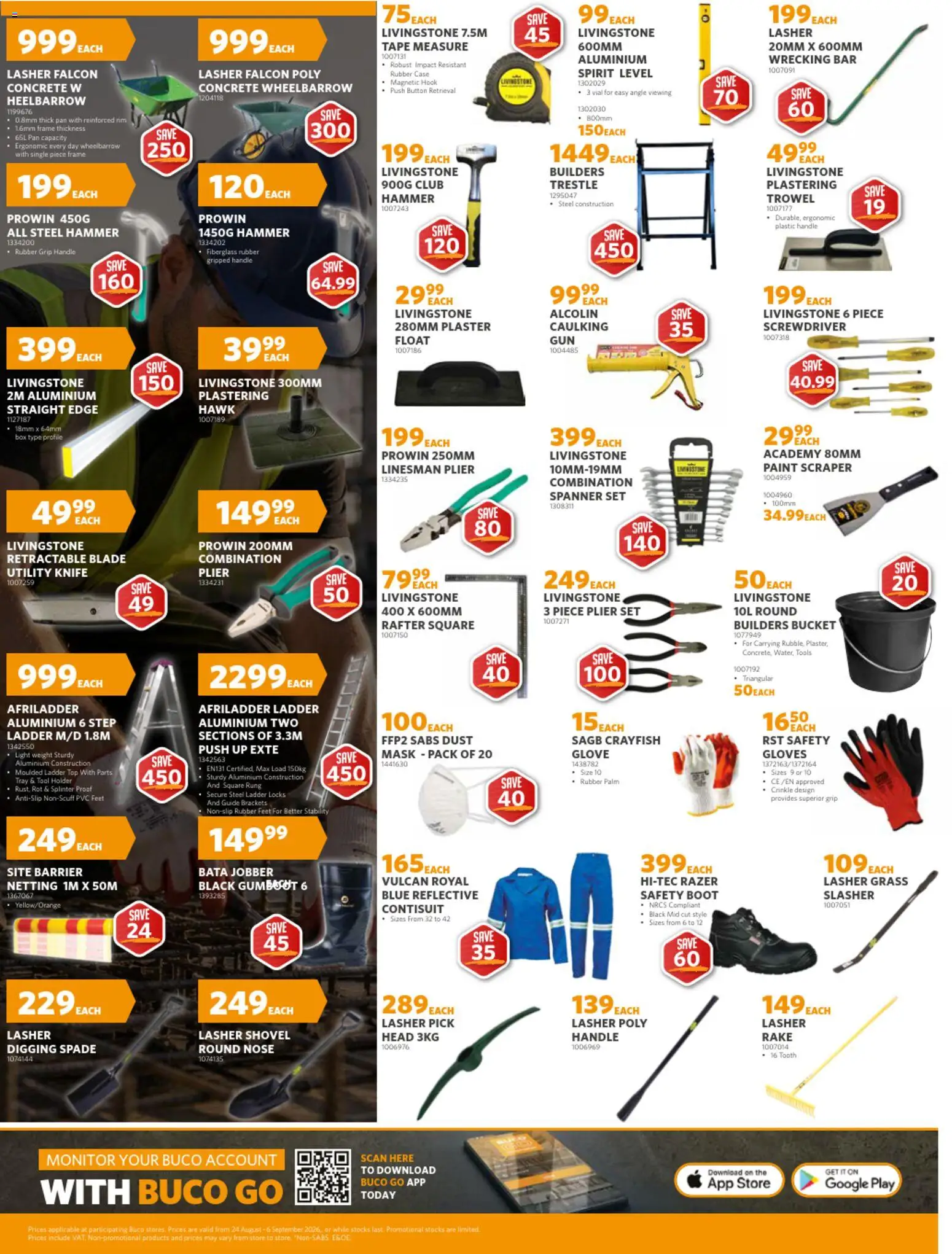New BUCO catalogue – valid from 24/08/2026 | Page: 3 | Products: Paint, Wheelbarrow, Spade, Mask