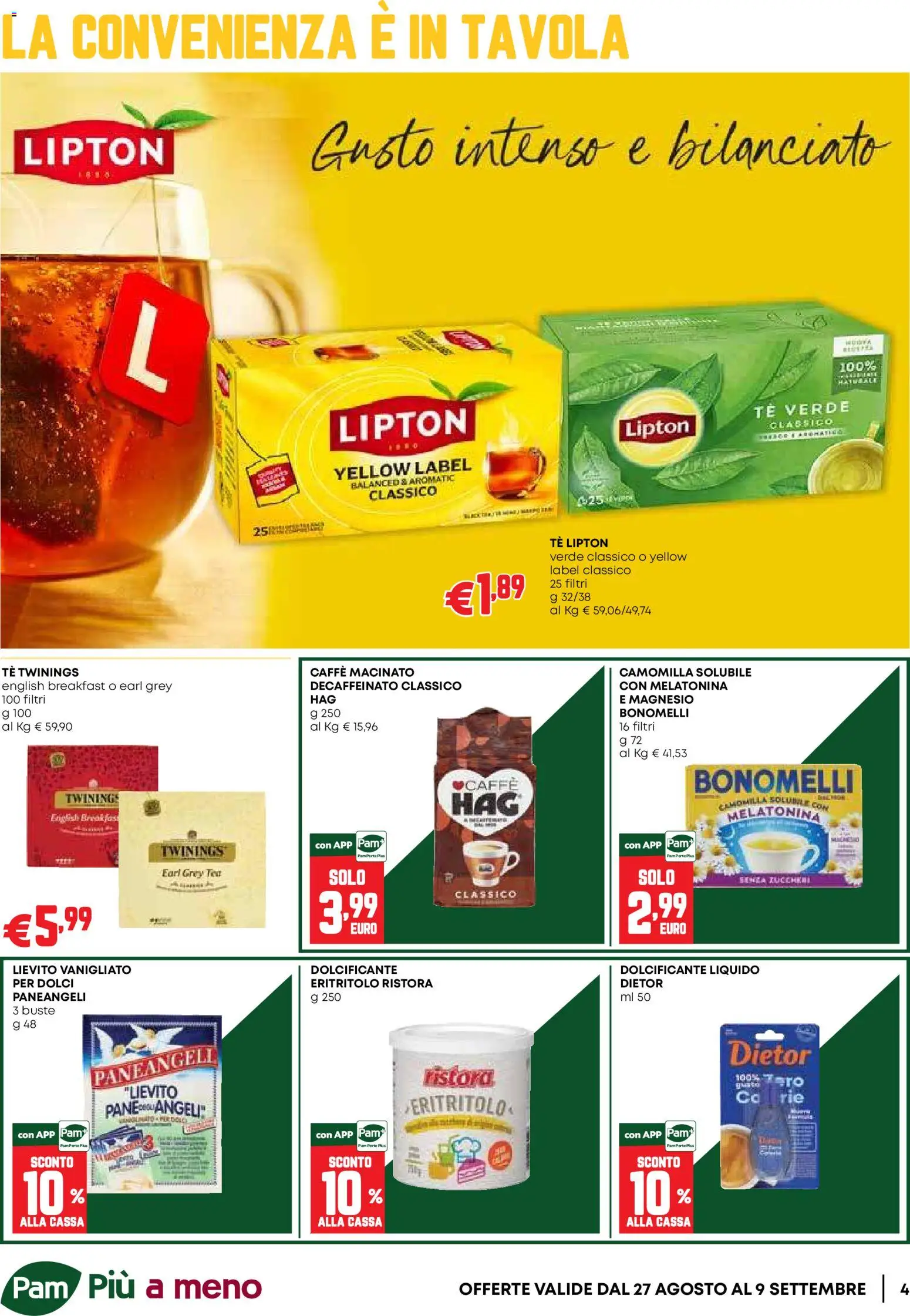 Volantino PAM del 27/08/2026 | Pagina: 4 | Prodotti: Pane, Caffè, Tè, Caffè macinato