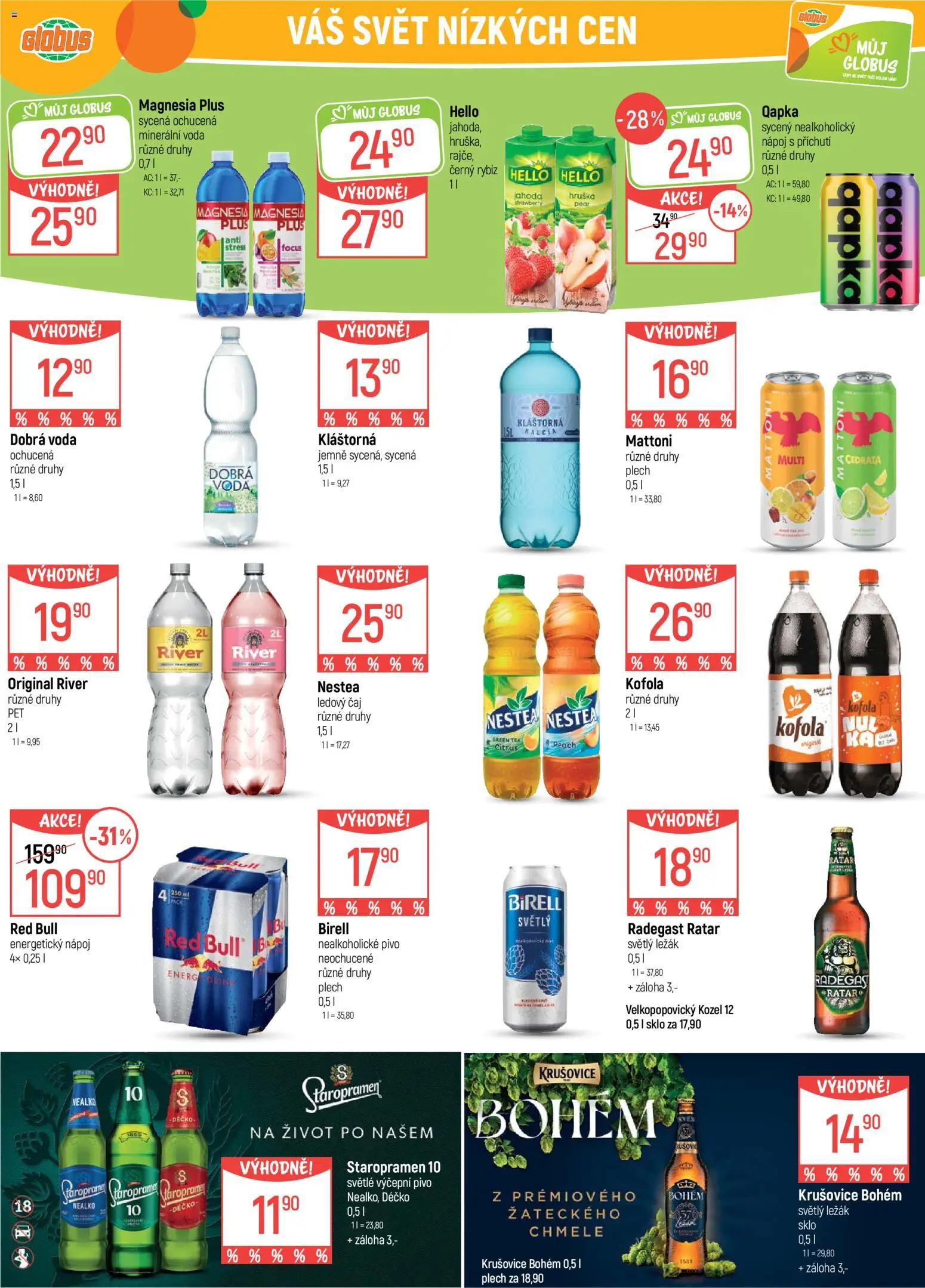 Globus leták od 02.09.2026 | Strana: 31 | Produkty: Voda, Energetický nápoj, Krušovice, Kofola