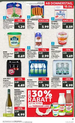 OTHÜNA Margarine, rein pflanzlich,, Sanna oder Sonja, je 250-g-Stück, (1 kg = 2.36) ab 15.06.2026 gültig | Seite: 2 | Produkte: Cola, Milch, Weißwein trocken, Sahne