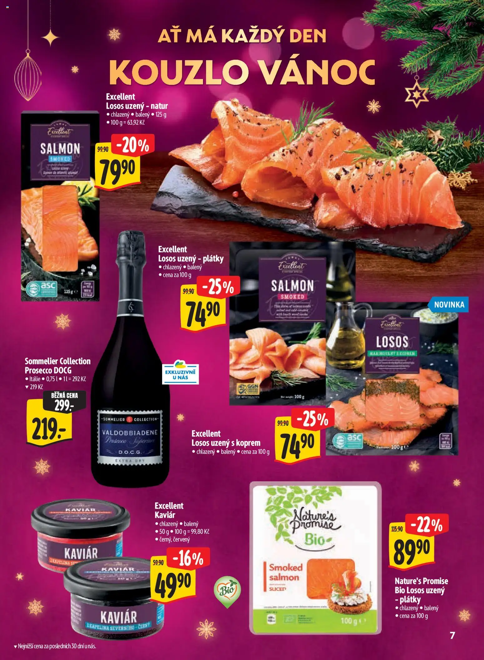 Albert leták - Hypermarket Kouzlo Vánoc od 29.10.2026 | Strana: 7 | Produkty: Kaviár, Prosecco, Losos, Losos uzený