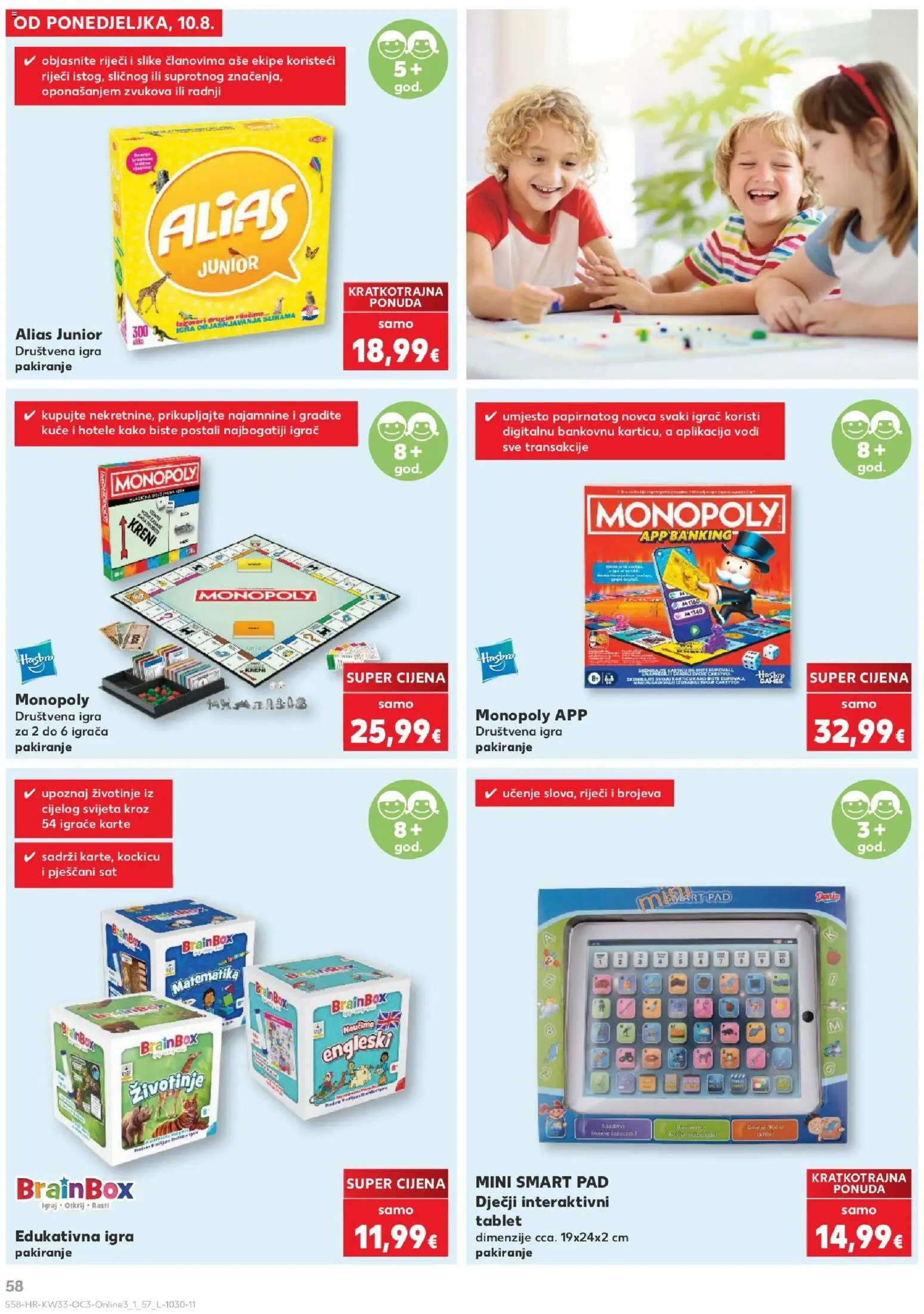 Kaufland katalog | vrijedi od 10.08.2026 | Stranica: 58 | Proizvodi: Tablet, Sat, Igrač, Igra