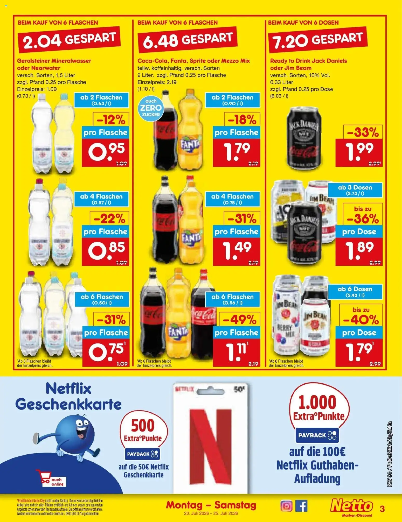 Netto Marken-Discount Prospekt Waiblingen-Bittenfeld – gültig ab 20.07.2026 | Seite: 3 | Produkte: Mezzo mix, Fanta, Oder mezzo mix, Gerolsteiner