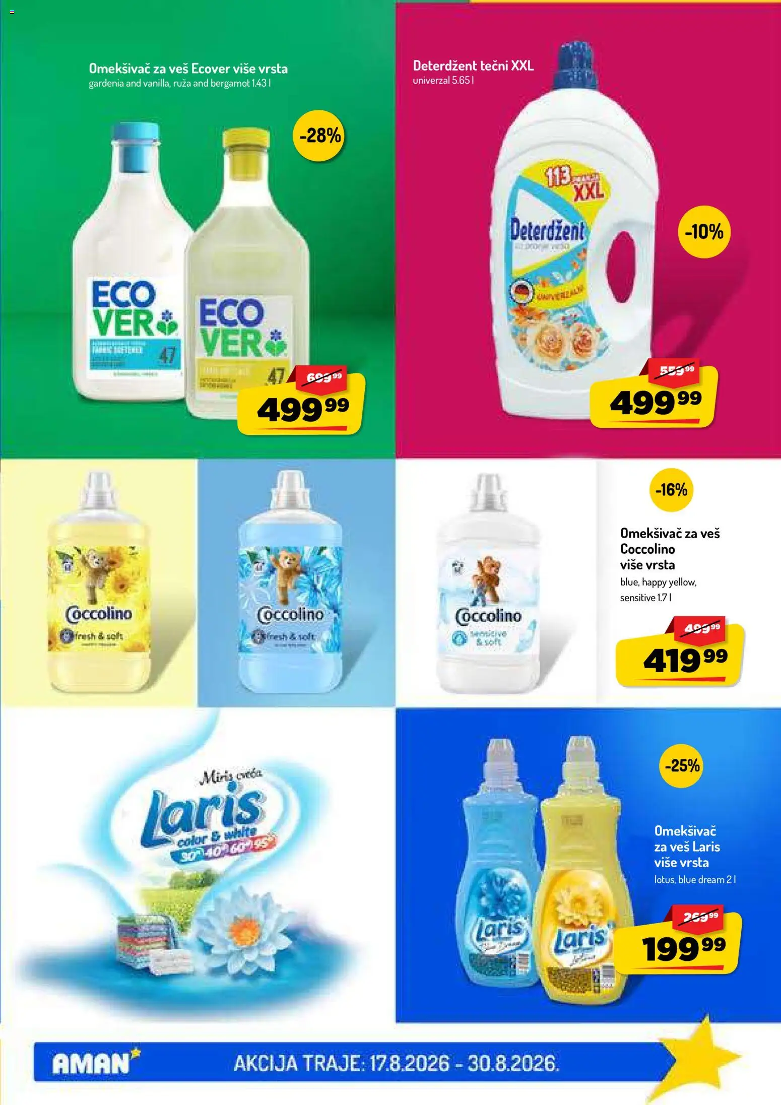 Aman katalog - važi od 17.08.2026 | Strana: 33 | Proizvode: Deterdžent, Omekšivač, Miris, Coccolino