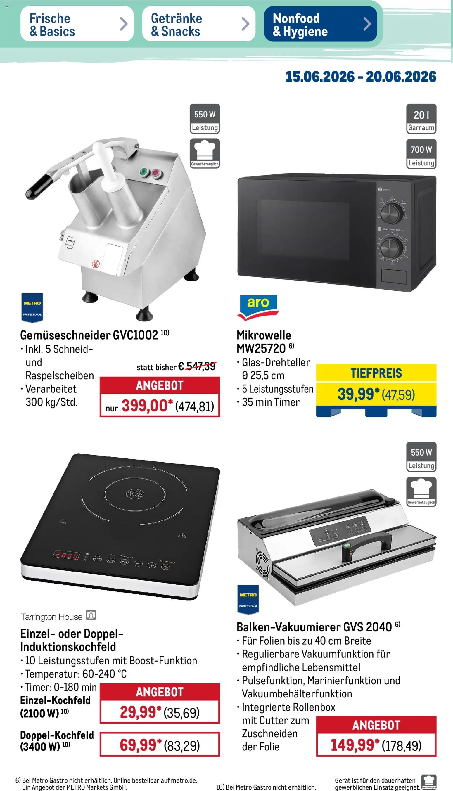 Metro Non Food & Hygiene – gültig ab 15.06.2026 | Seite: 14 | Produkte: Cutter, Mikrowelle