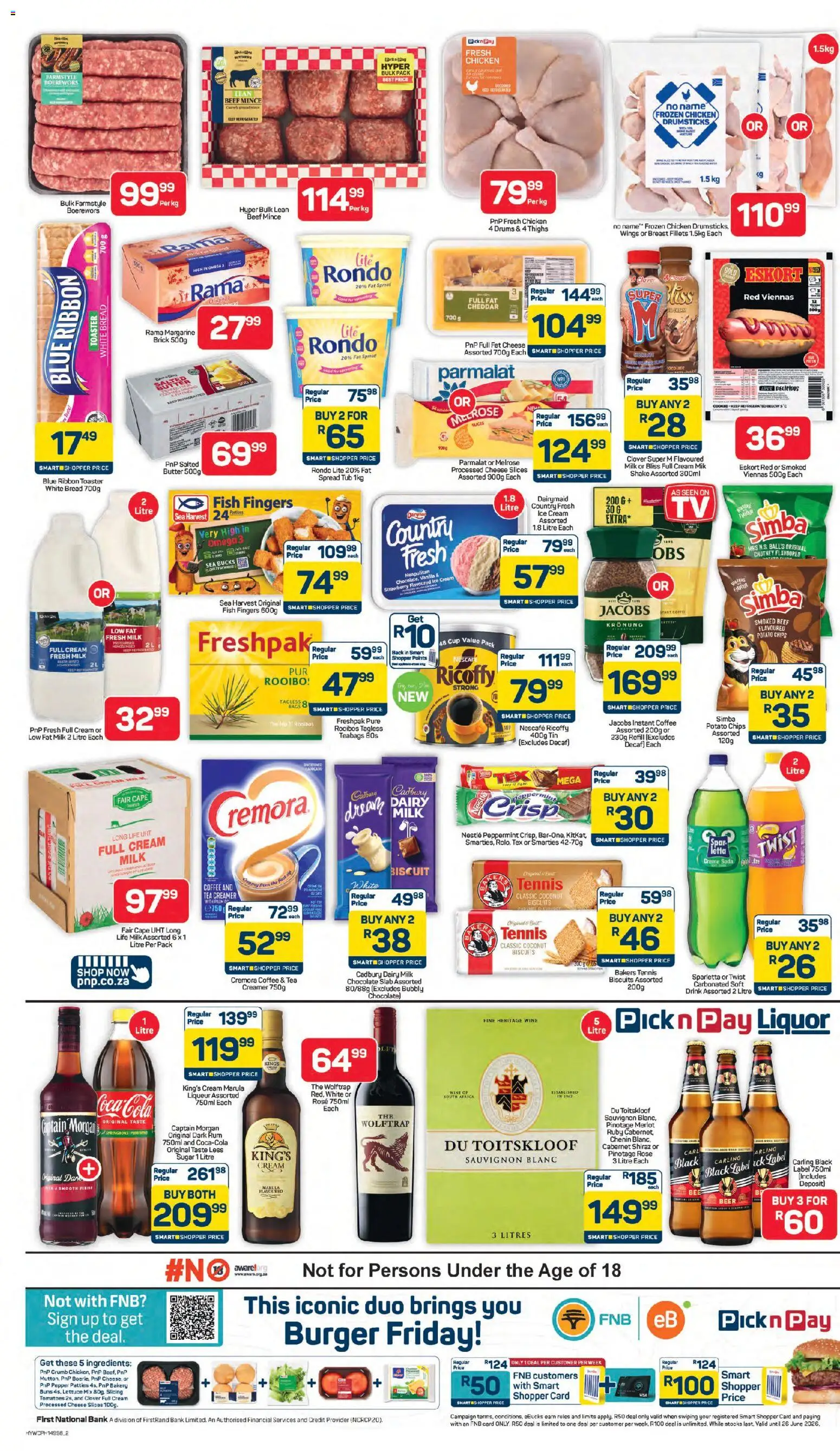New Pick n Pay catalogue – valid from 08.06.2026 | Page: 2 | Products: Cheese, Bread, Beef, Lettuce