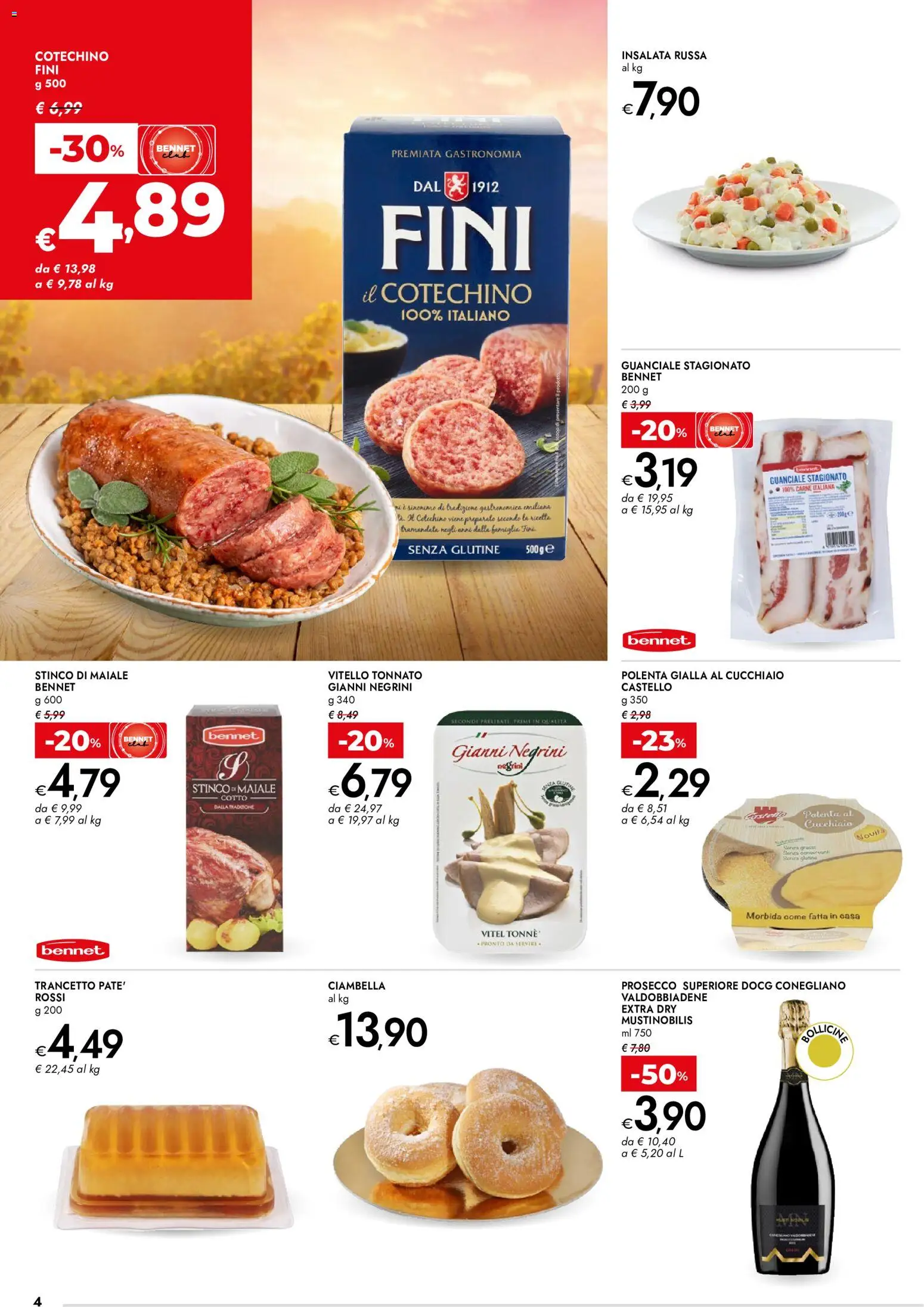 Volantino bennet del 01/10/2026 | Pagina: 4 | Prodotti: Maiale, Carne, Cotechino, Guanciale