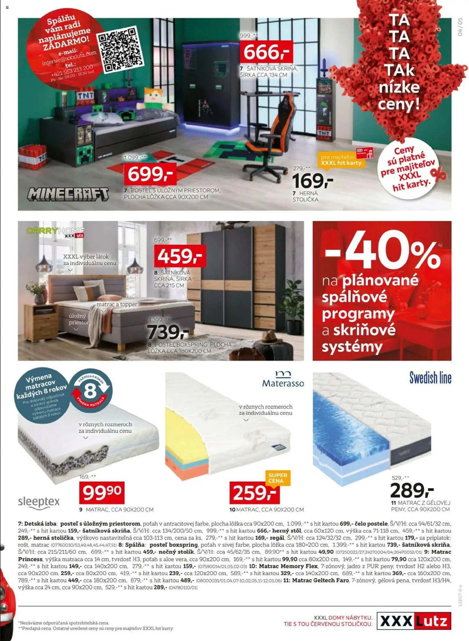 Nové XXXLutz akcie – leták je platný od 06.07.2026 | Strana: 5 | Produkty: Matrac, Posteľ, Detská izba