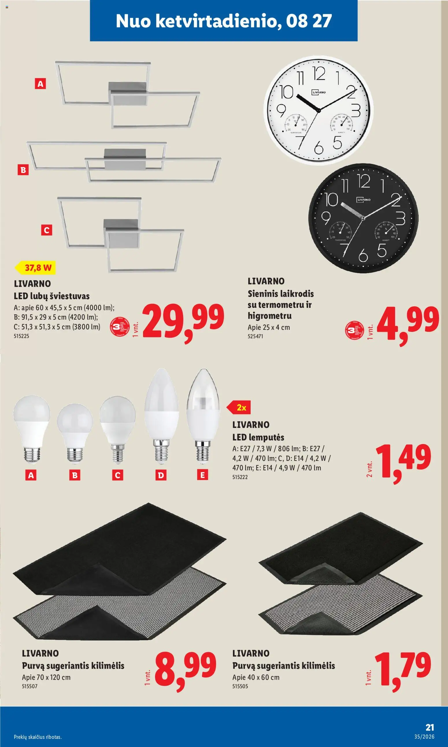 LIDL akcijos nuo 2026.08.24 | Puslapis: 21 | Prekių: Laikrodis, Kilimėlis