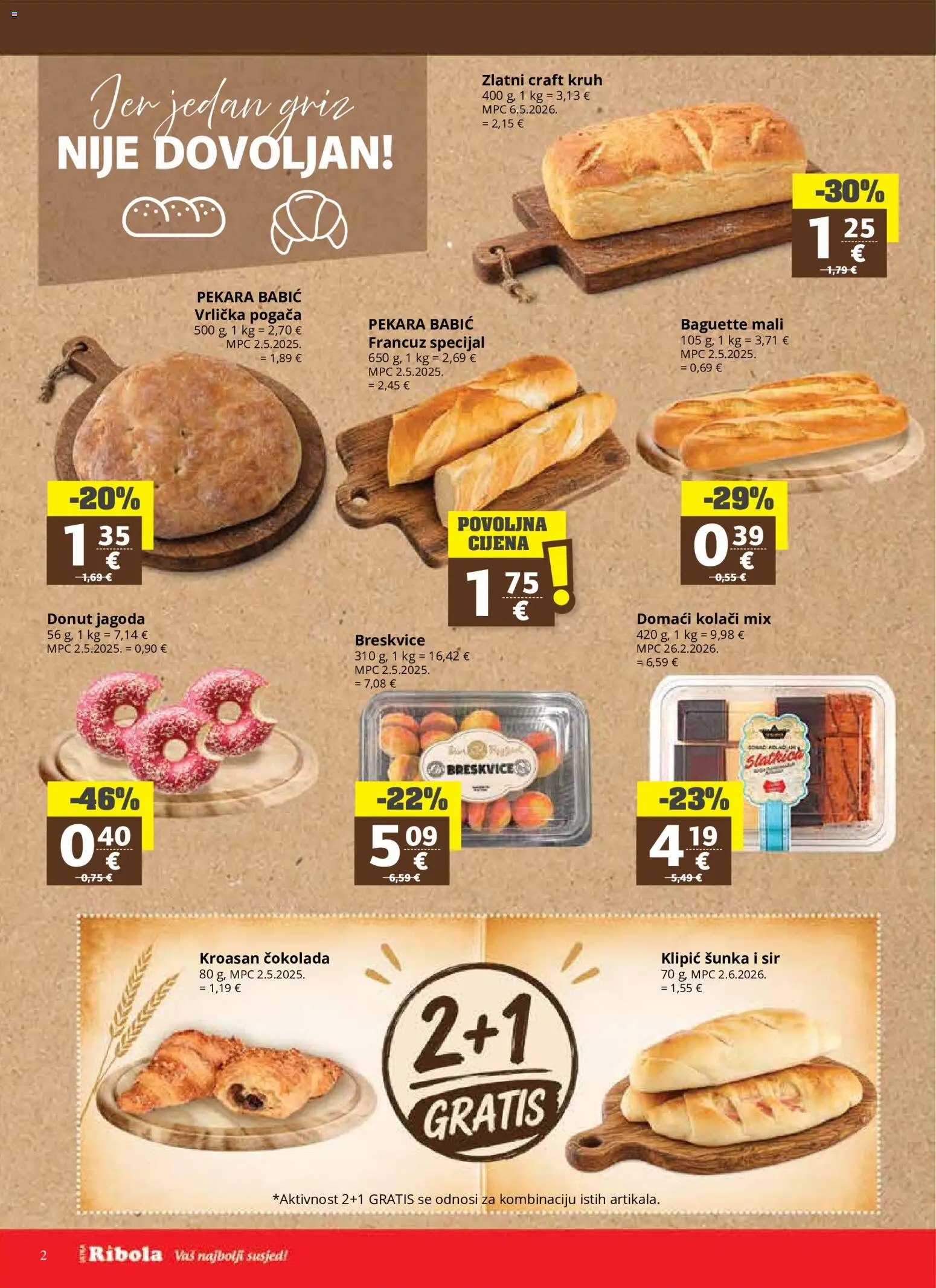 Ribola katalog | vrijedi od 08.07.2026 | Stranica: 2 | Proizvodi: Pekara, Sir, Kruh, Kroasan