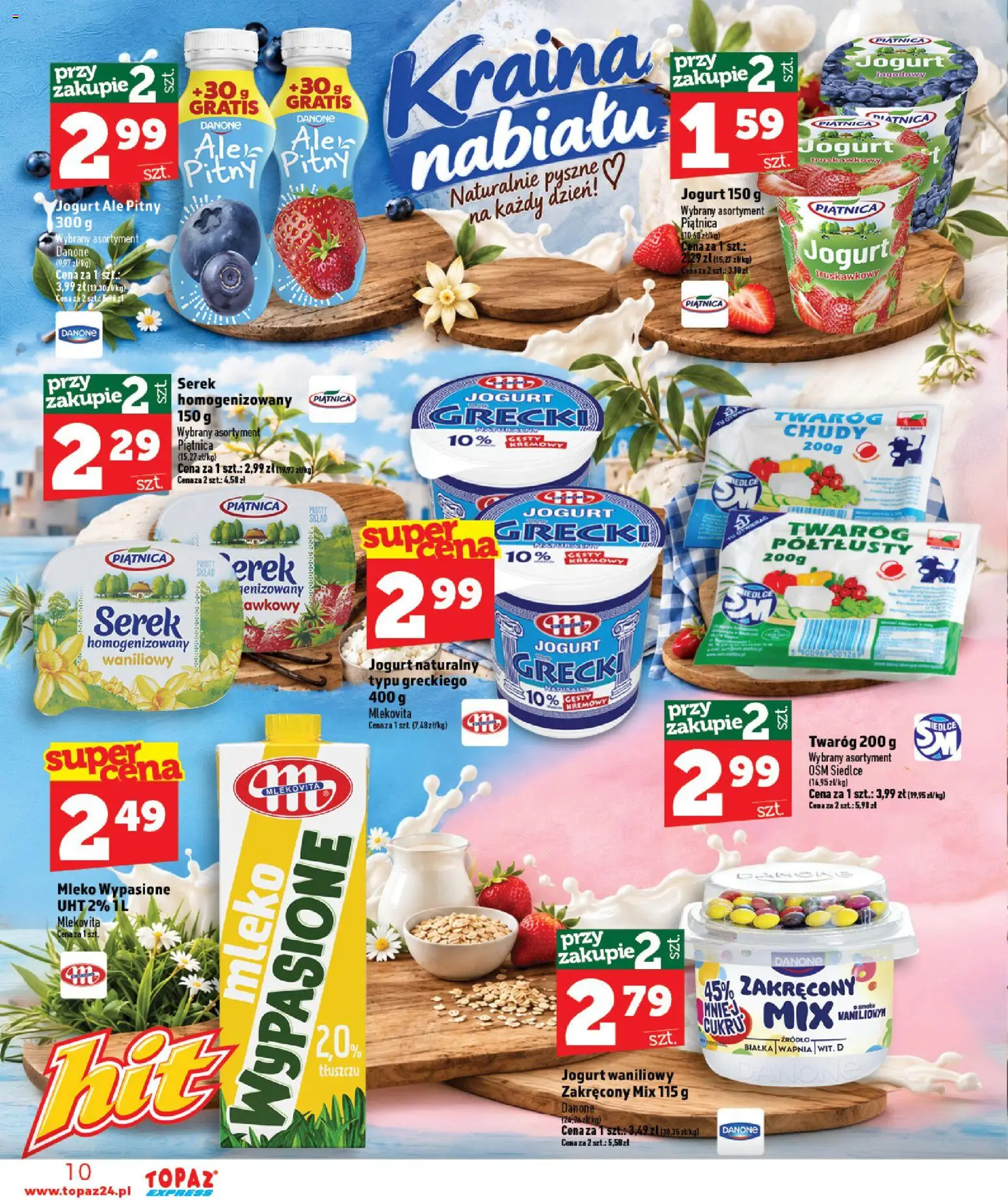 Topaz gazetka - Express od 15.10.2026 | Strona: 10 | Produkty: Mleko wypasione, Twaróg półtłusty, Serek, Mleko