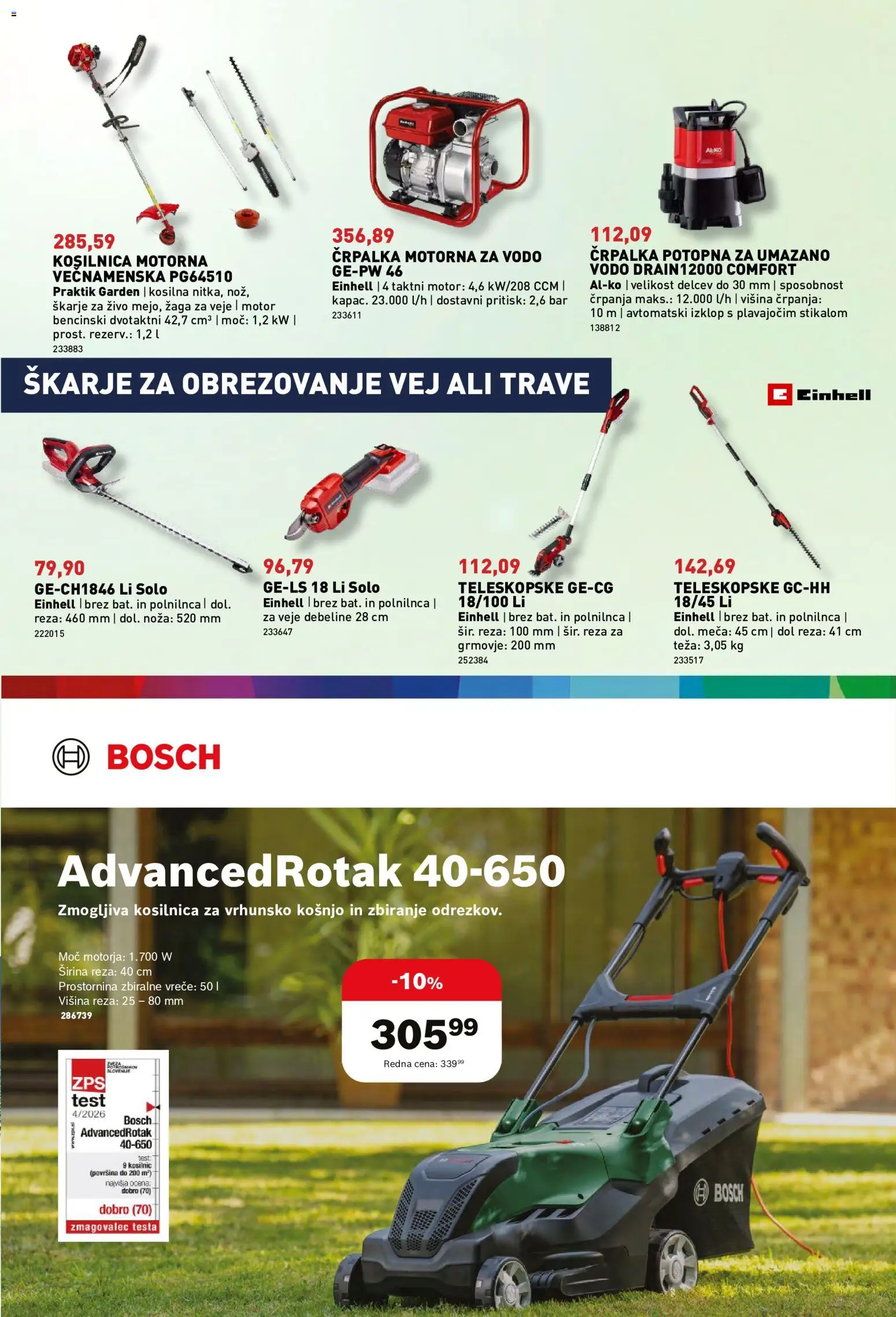 Novi Inpos katalog ponudbe – veljaven od 07.05.2026 | Stran: 3 | Izdelki: Črpalka, Teza, Kosilnica