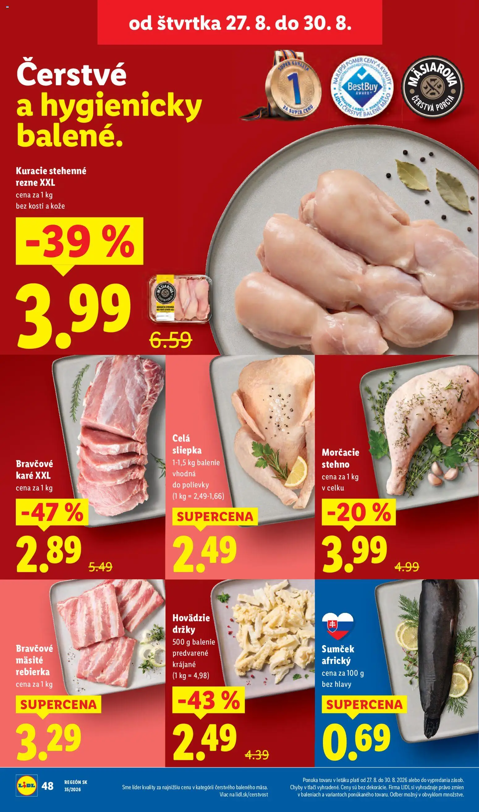 Nové Lidl akcie – leták je platný od 24.08.2026 | Strana: 59 | Produkty: Polievky, Stehenné rezne, Bravčové karé, Držky