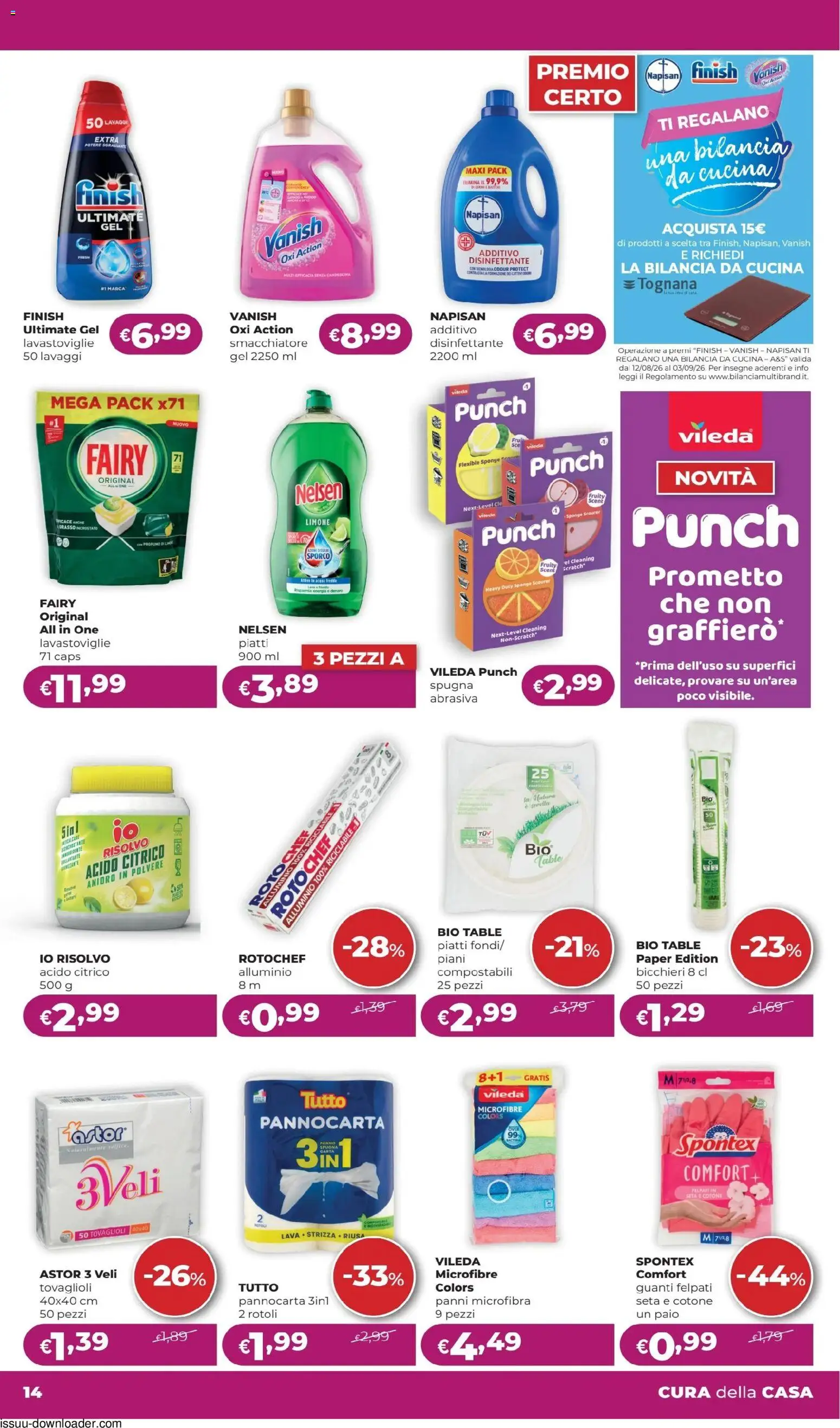 Volantino La Saponeria del 13/08/2026 | Pagina: 14 | Prodotti: Smacchiatore, Acqua, Bilancia, Alluminio