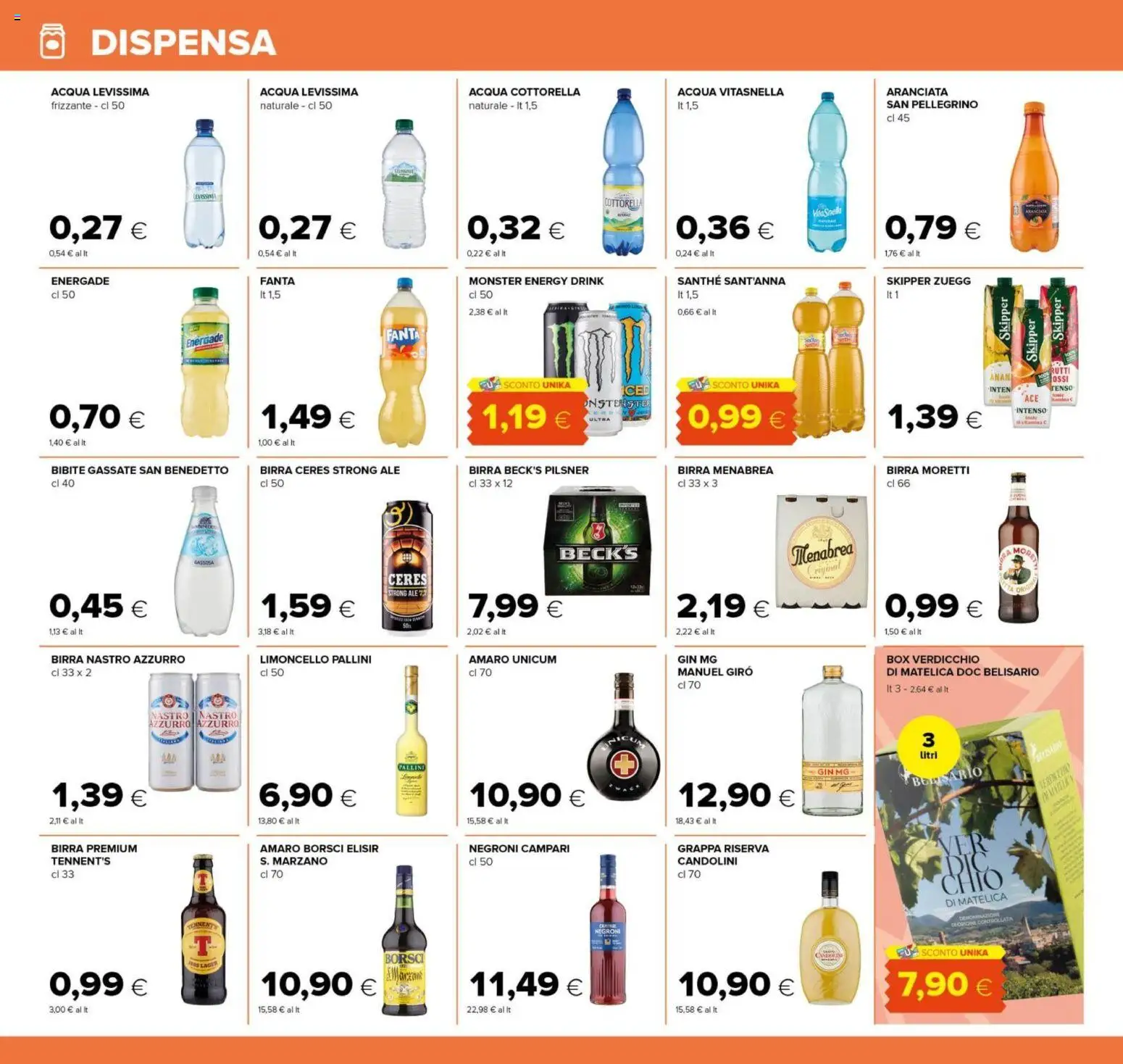 Volantino Oasi del 21/08/2026 | Pagina: 20 | Prodotti: Birra Beck's, Tennent's, Campari, Bibite