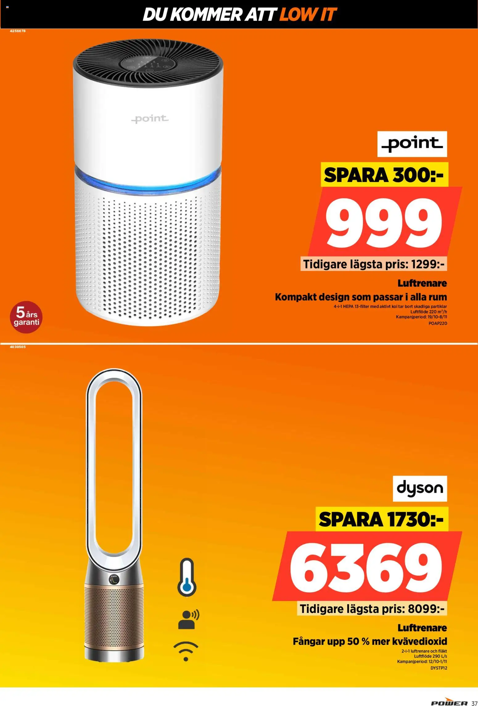 Power reklamblad aktuell från 26/10/2026 | Sida: 37 | Produkter: Fläkt, Luftrenare, Aktivt kol