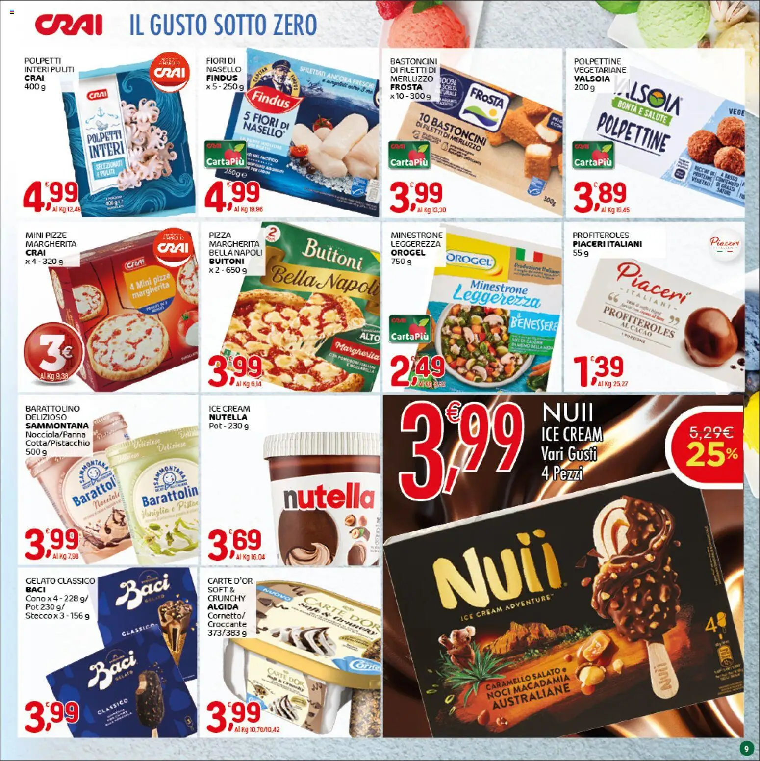 Volantino CRAI del 30.04.2026 | Pagina: 9 | Prodotti: Minestrone, Pizza, Noci, Nutella