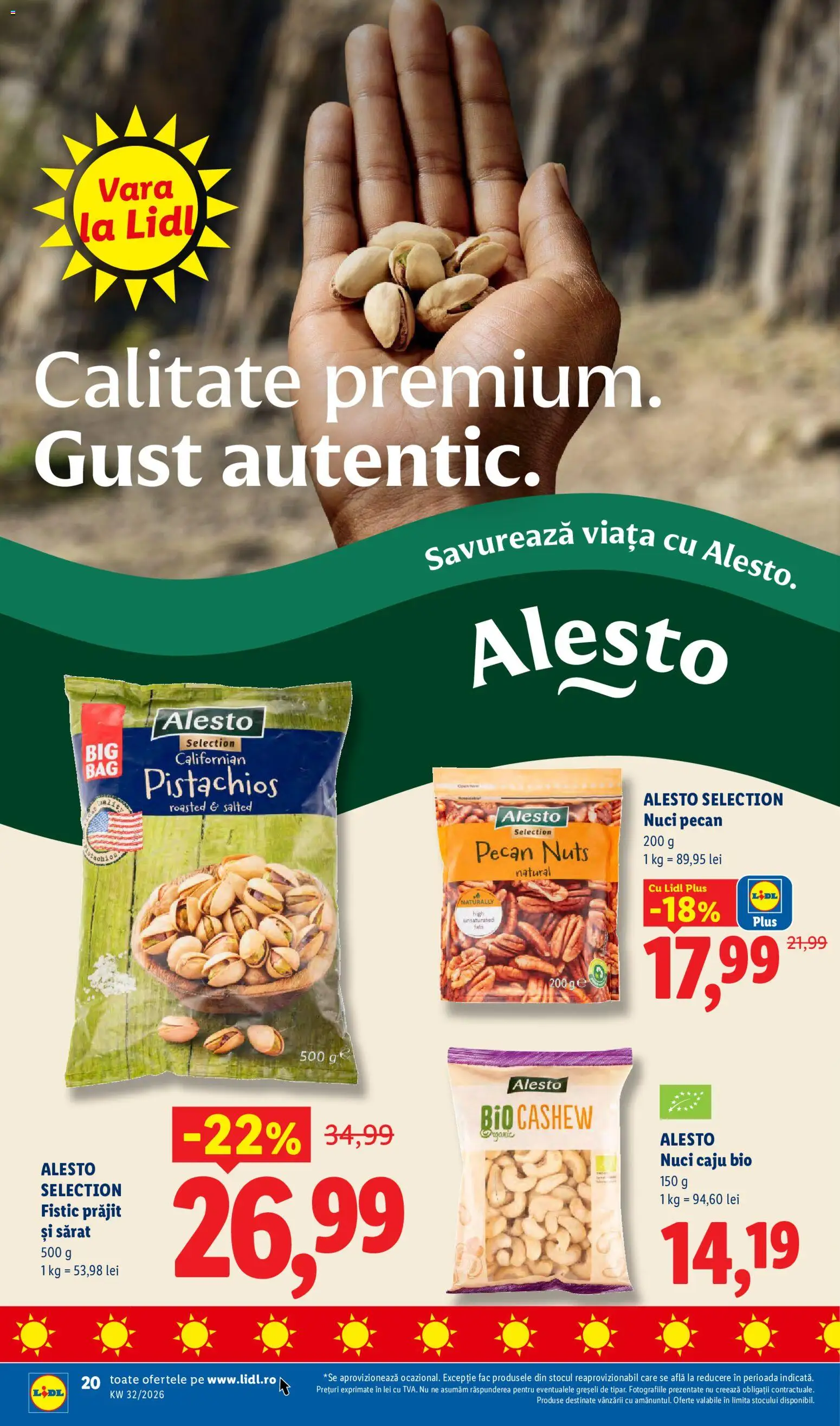 Noul catalog Lidl – valabil de la 03.08.2026 | Pagină: 20 | Produse: Bio, Alesto selection, Caju, Plus