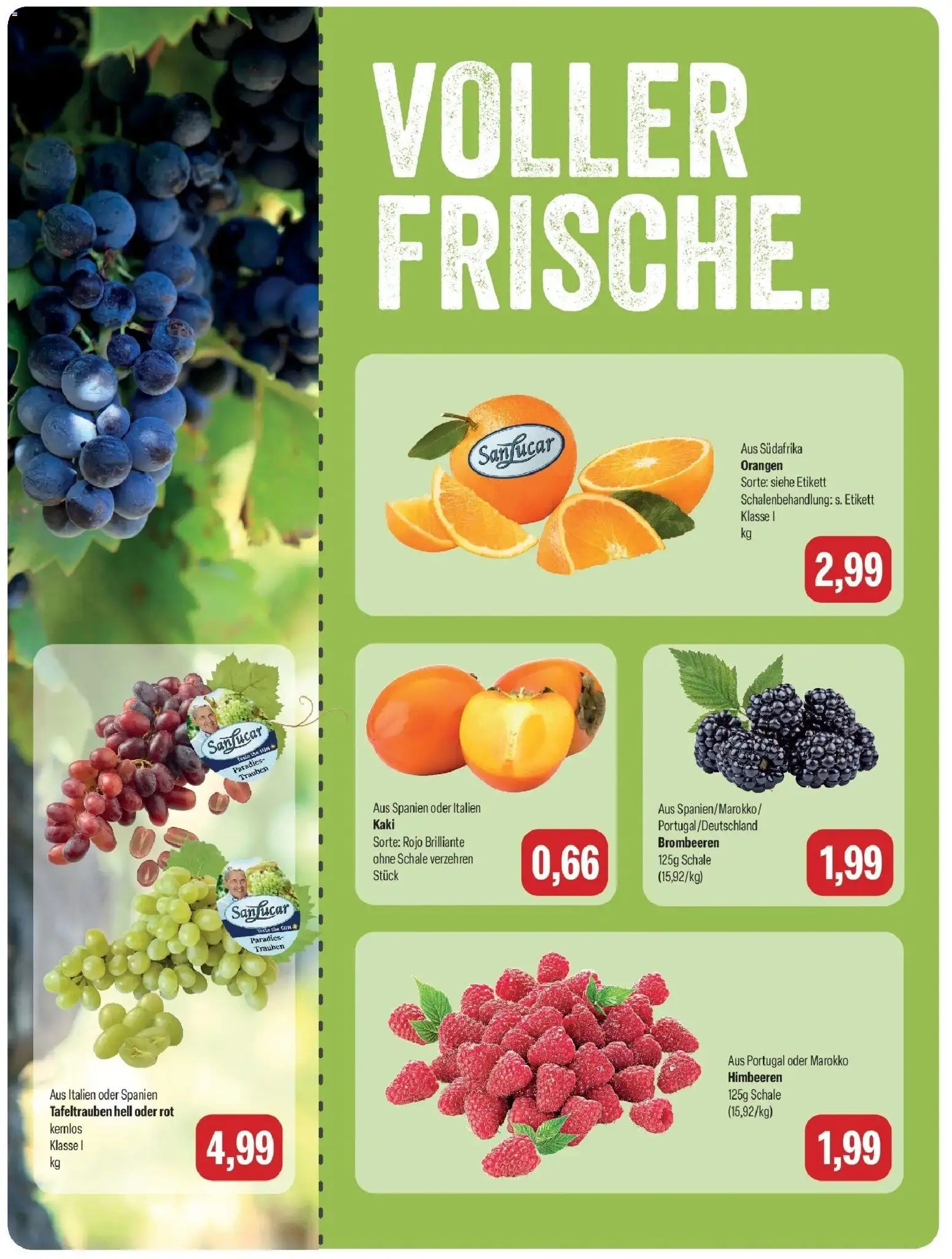 Feneberg Aktuelle Angebote (ab 25.10.2026) zum Blättern | Seite: 10 | Produkte: Himbeeren, Trauben, Orangen, Kaki
