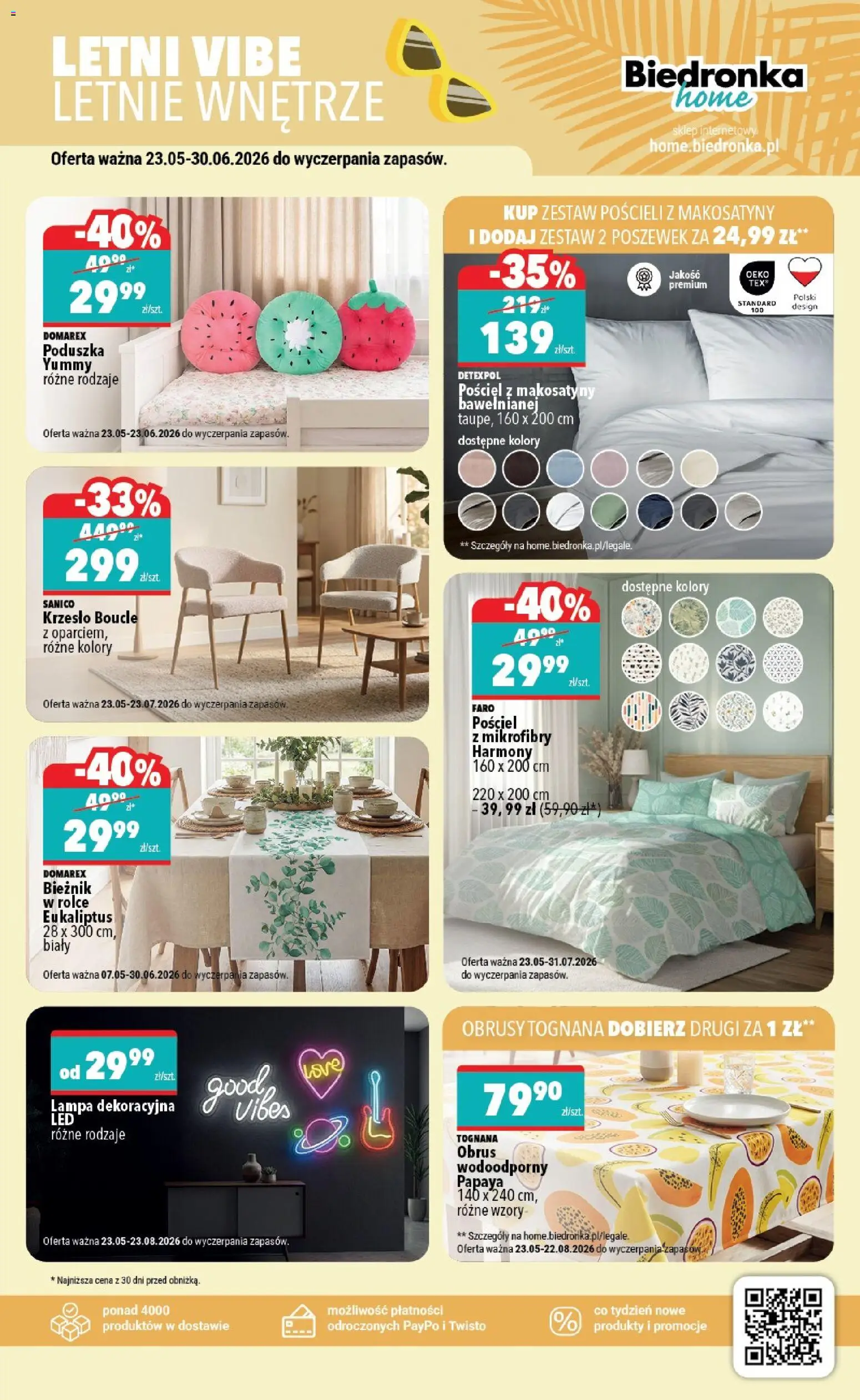 Biedronka gazetka - Home od 23.05.2026 | Strona: 3 | Produkty: Pościel, Poduszka, Krzesło, Lampa