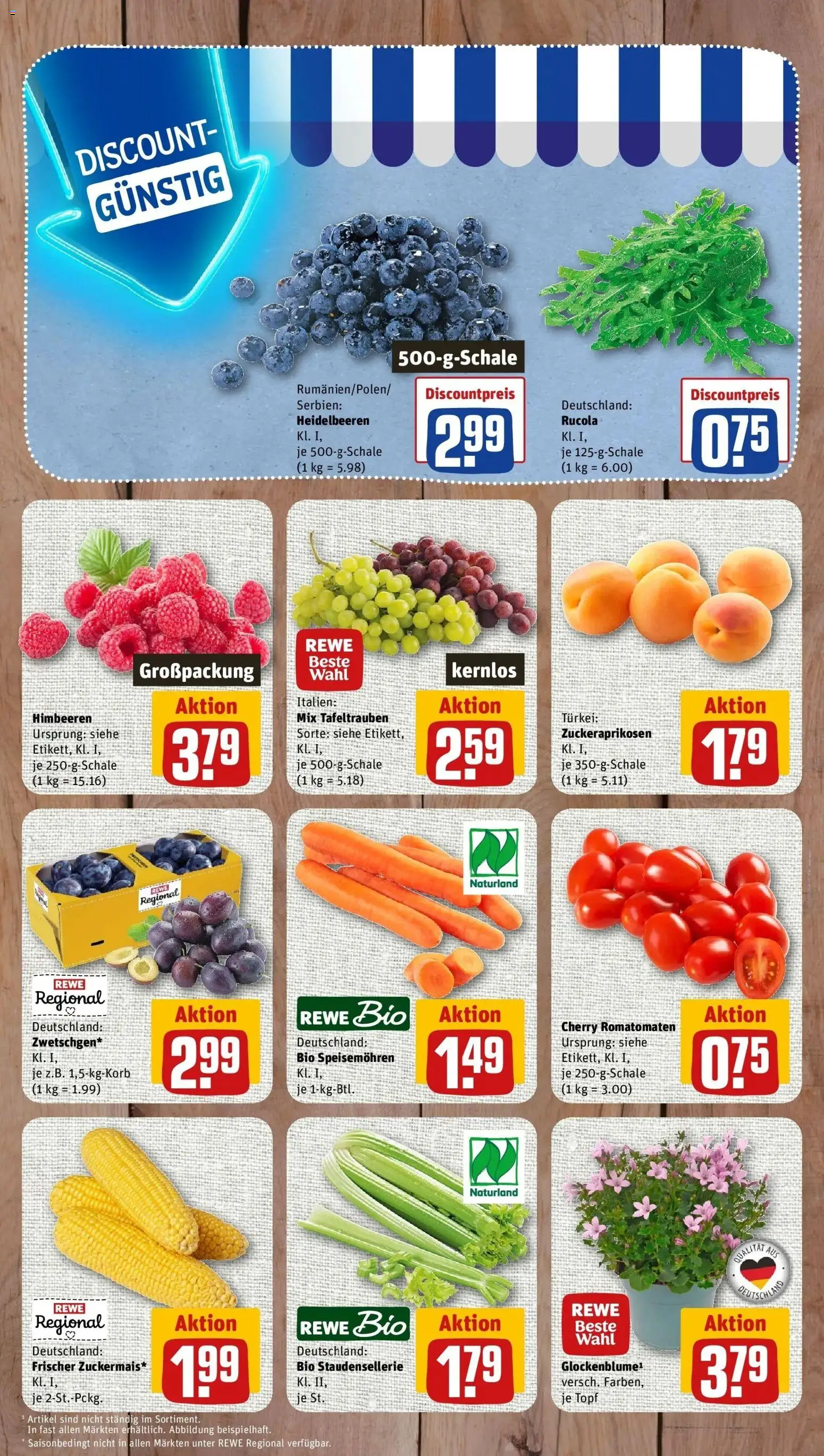 Rewe Prospekt Wildpoldsried – gültig ab 27.07.2026 | Seite: 3 | Produkte: Himbeeren, Rucola, Heidelbeeren