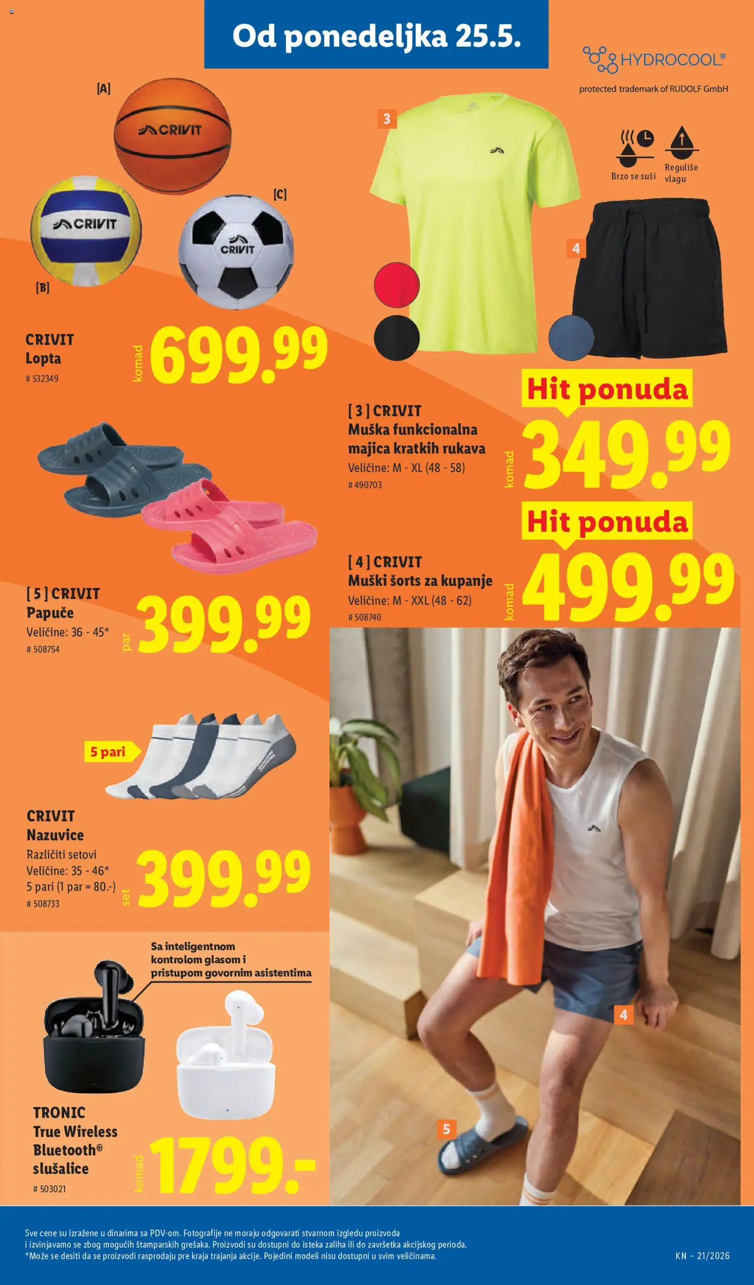 Lidl katalog - važi od 21.05.2026 | Strana: 91 | Proizvode: Lopta, Papuče, Slušalice, Majica kratkih rukava