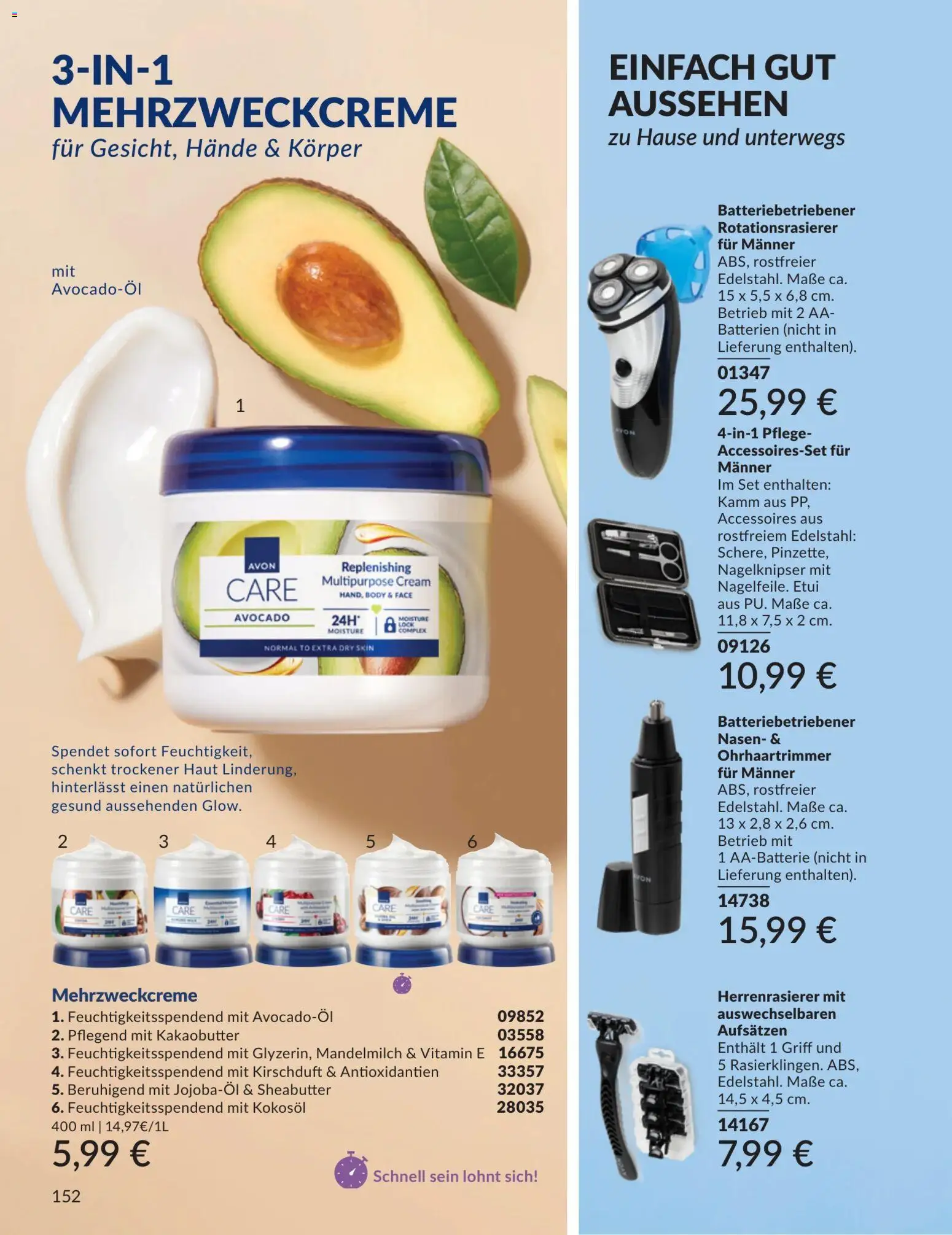 AVON Katalog Juli 2026 – gültig ab 01.07.2026 | Seite: 152 | Produkte: Batterien, Avocado, Nagelknipser