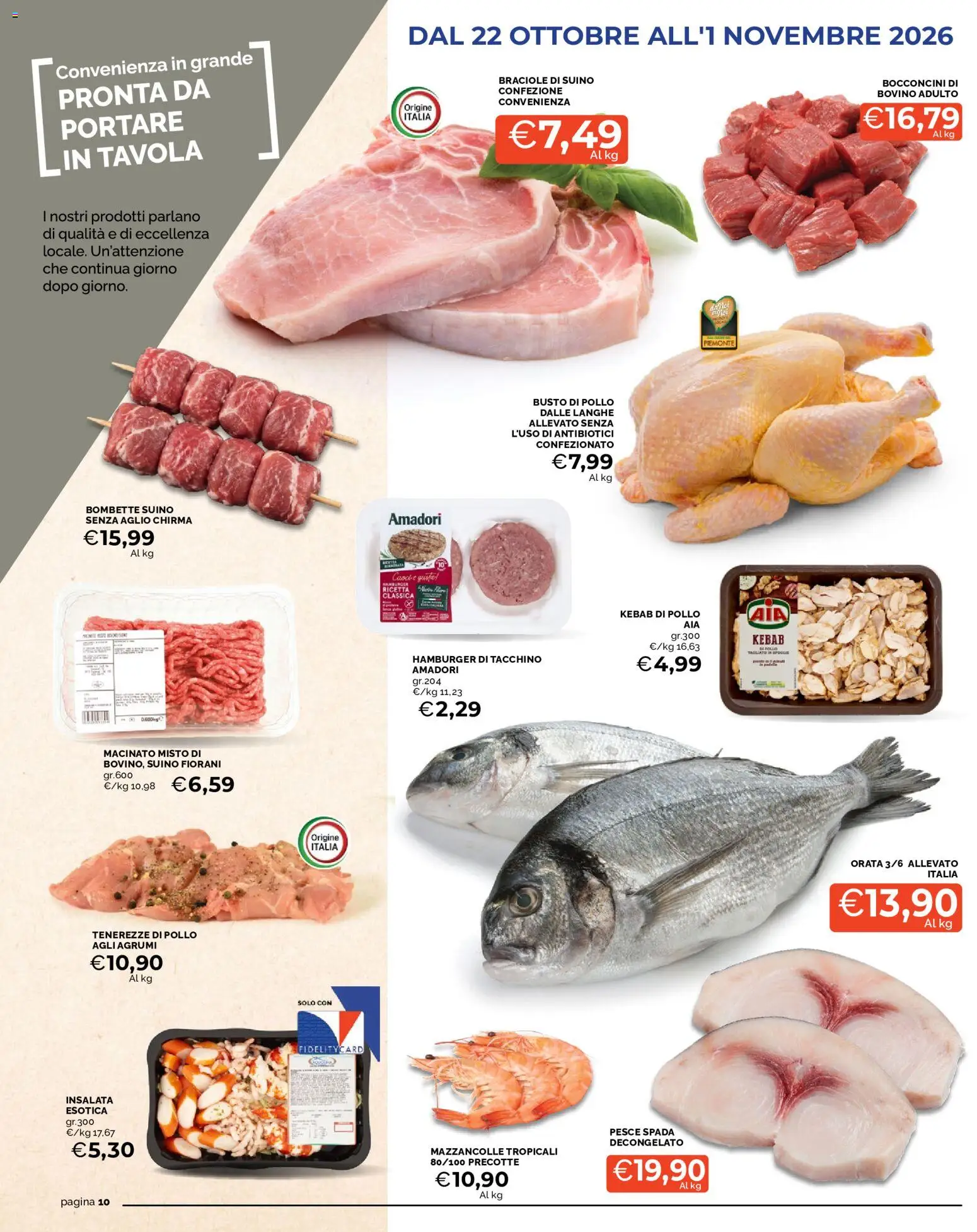 Volantino Mercatò del 22/10/2026 | Pagina: 10 | Prodotti: Pollo, Aglio, Agrumi, Hamburger