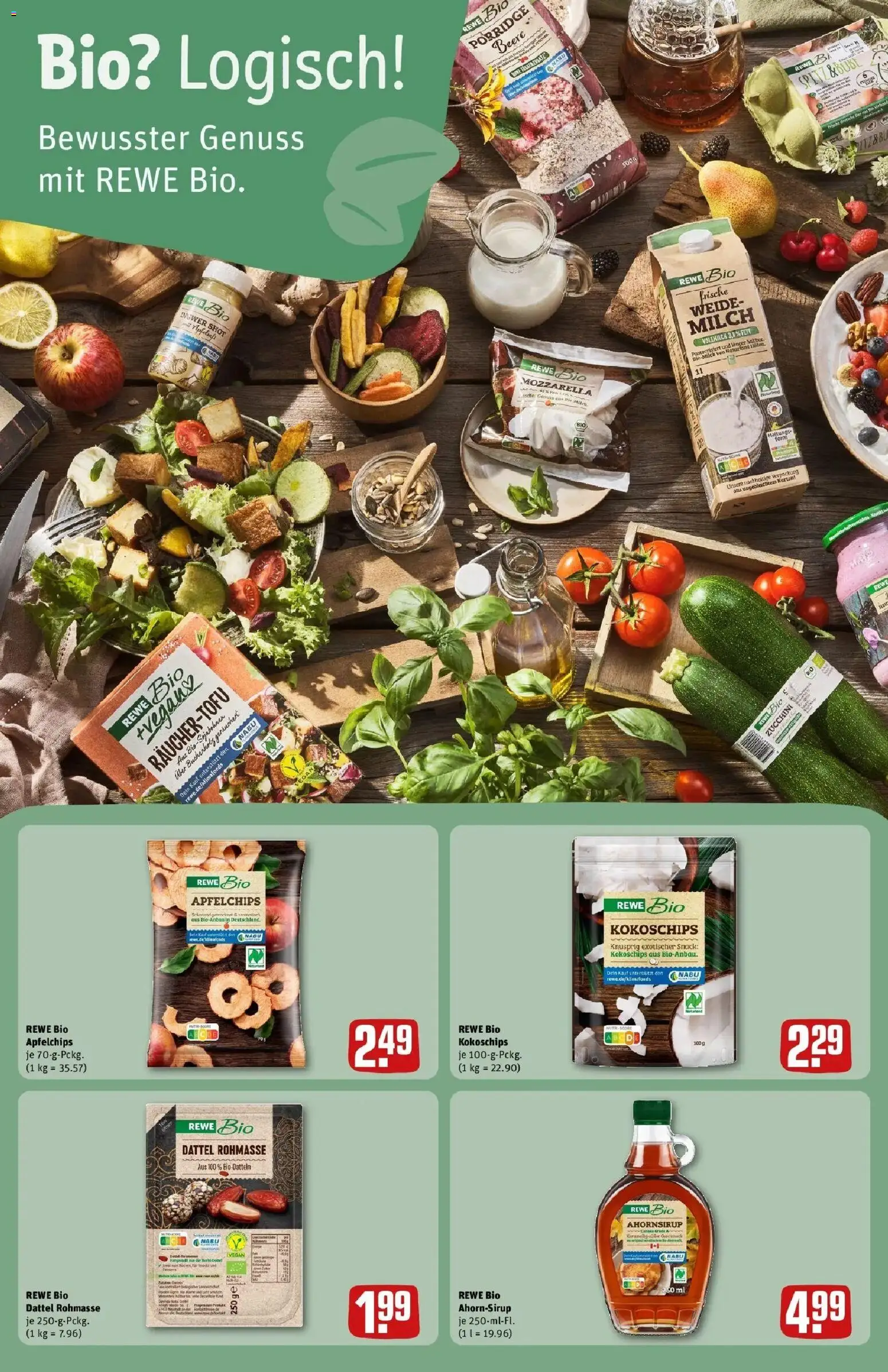 REWE Prospekt ab 24.08.2026 zum Blättern » Angebote | Seite: 16 | Produkte: Milch, Mozzarella, Dattel, Zucchini