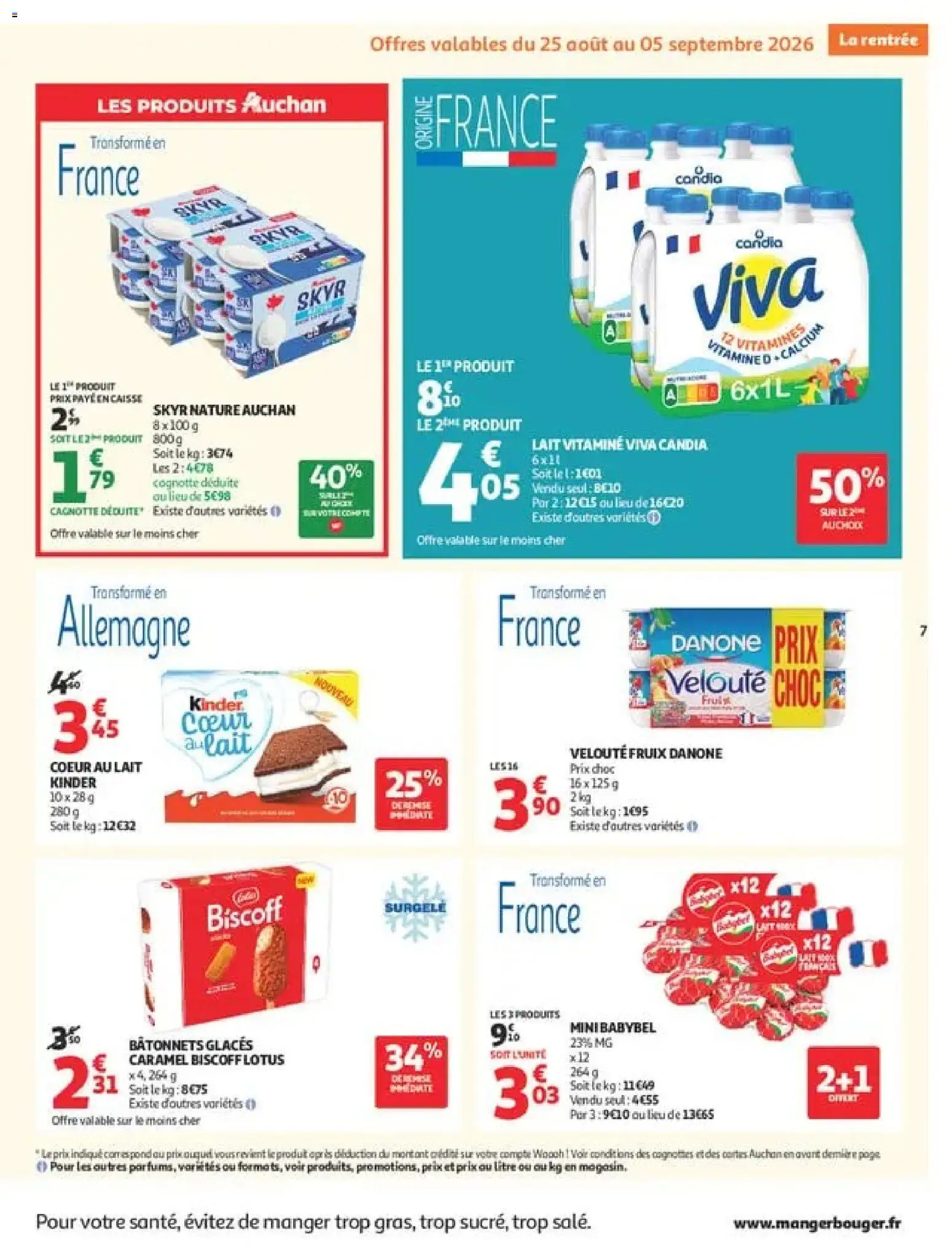 {H1} | Page: 7 | Produits: Glaces, Mini Babybel, Fruits, Lait