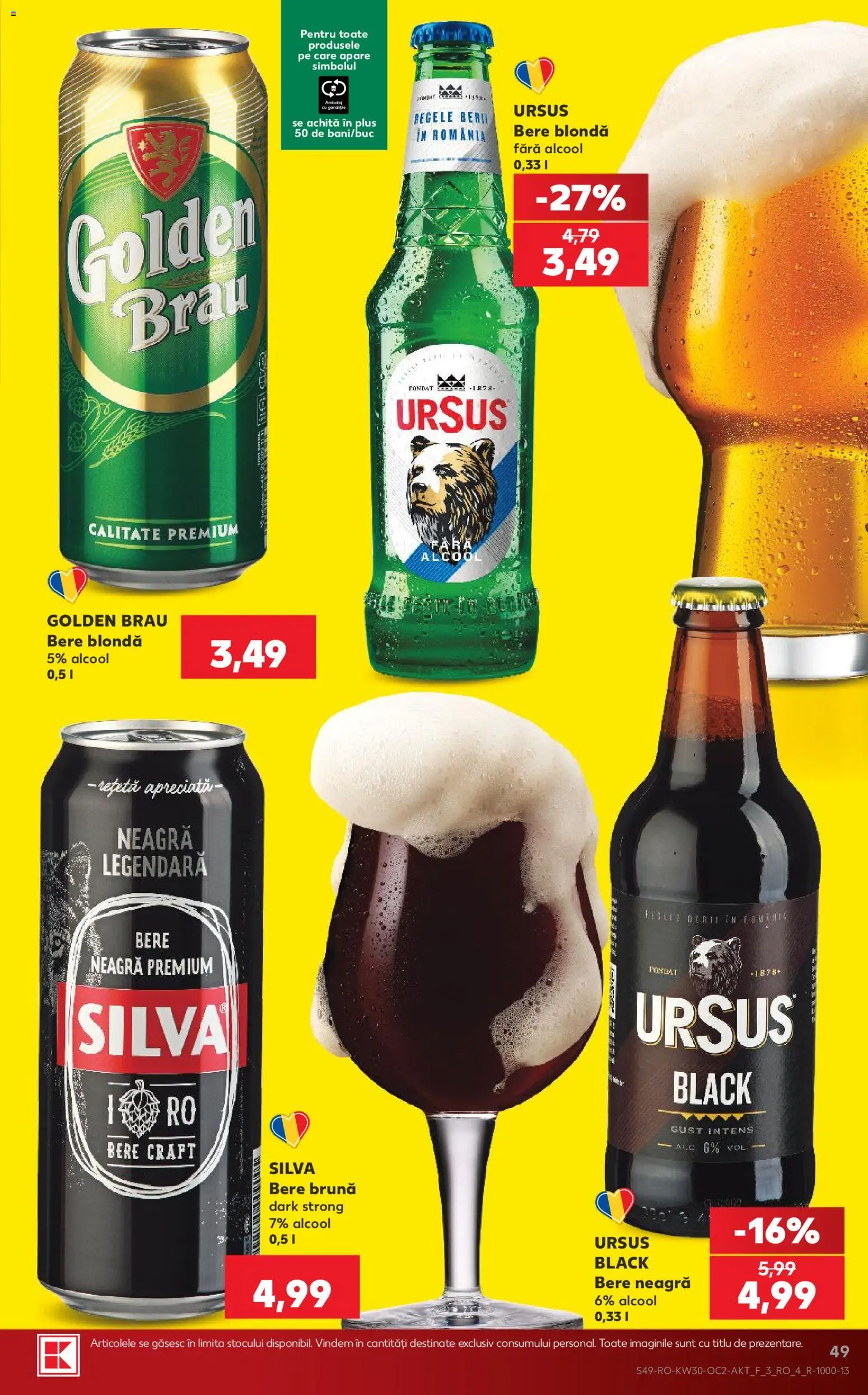 Noul catalog Kaufland – valabil de la 22.07.2026 | Pagină: 49 | Produse: Golden Brau, Premium, Ursus, Plus