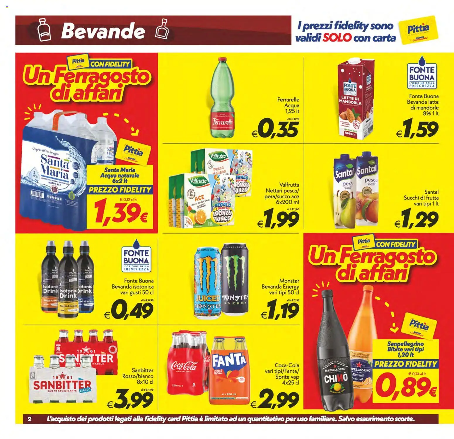 Volantino SuperConveniente del 11/08/2026 | Pagina: 2 | Prodotti: Latte, Acqua naturale, Fanta, Ferrarelle