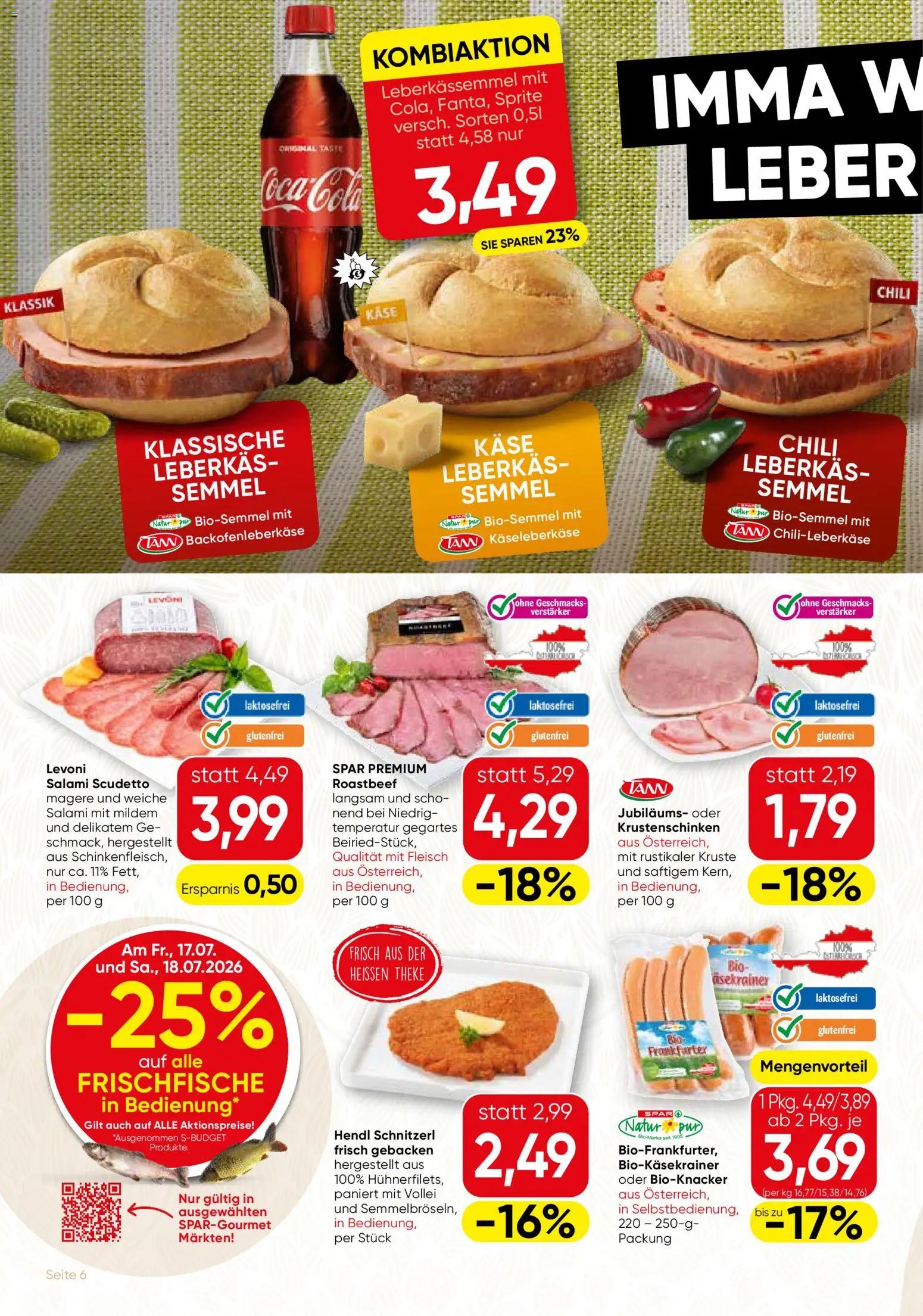 SPAR Gourmet Flugblatt gültig ab 16.07.2026 | Seite: 6 | Produkte: Chili, Cage de football, Käse, Salami
