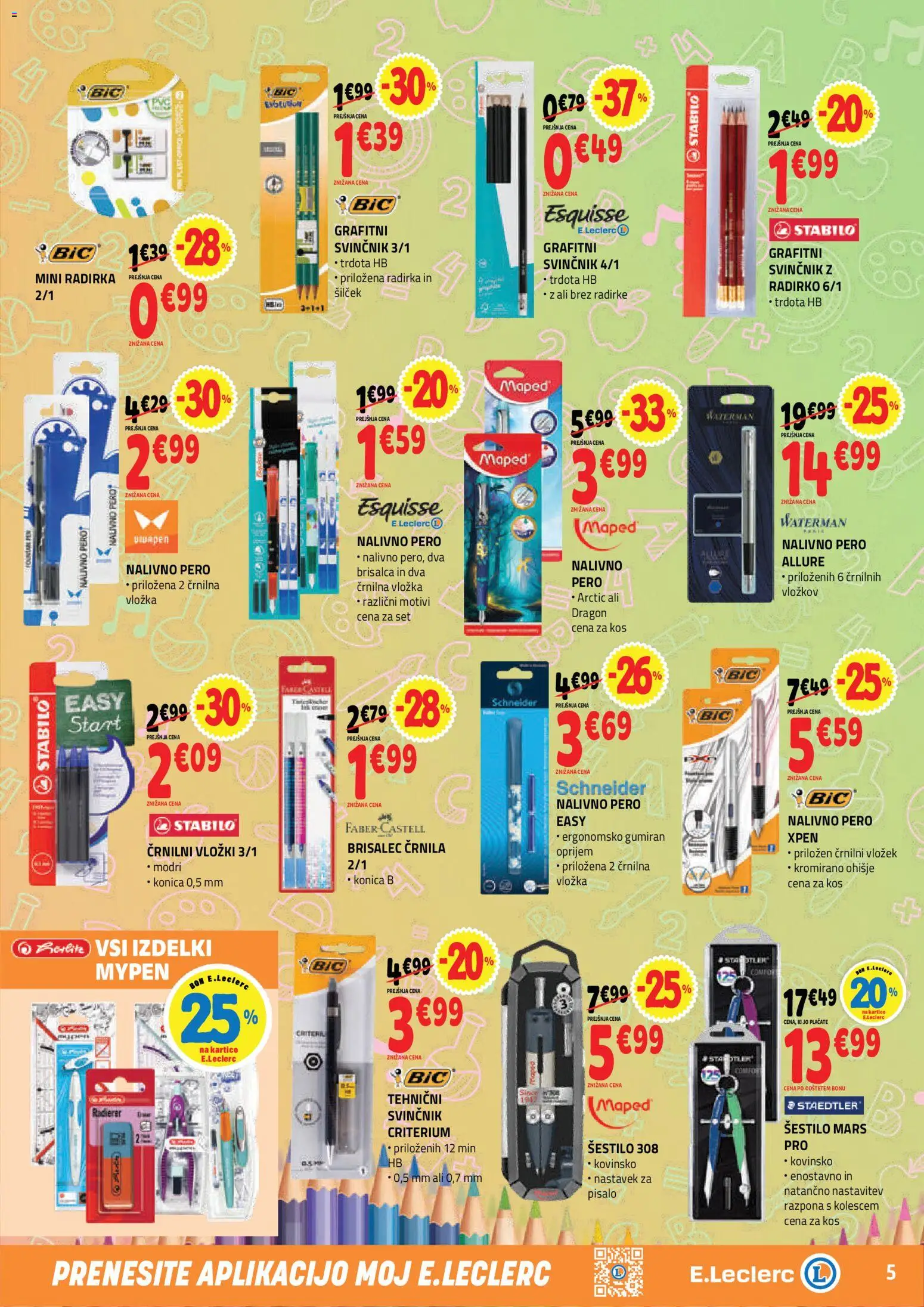 Novi E.leclerc katalog ponudbe – veljaven od 12.08.2026 | Stran: 5 | Izdelki: Silcek, Vložki, Kos, Svinčnik