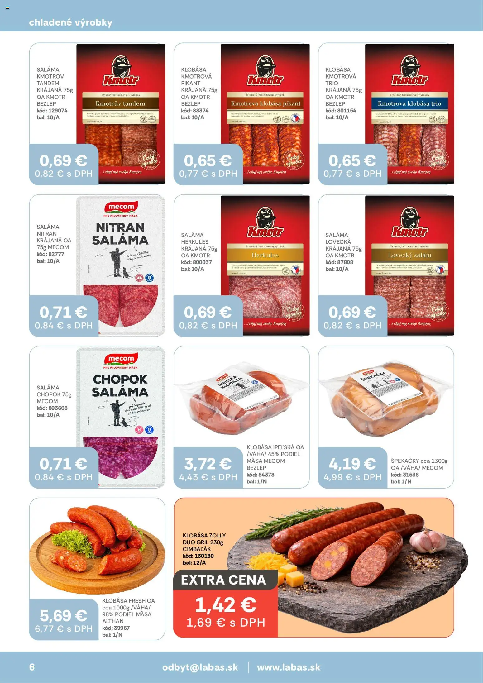 Nové Labaš akcie – leták je platný od 14.08.2026 | Strana: 6 | Produkty: Gril, Saláma, Klobása