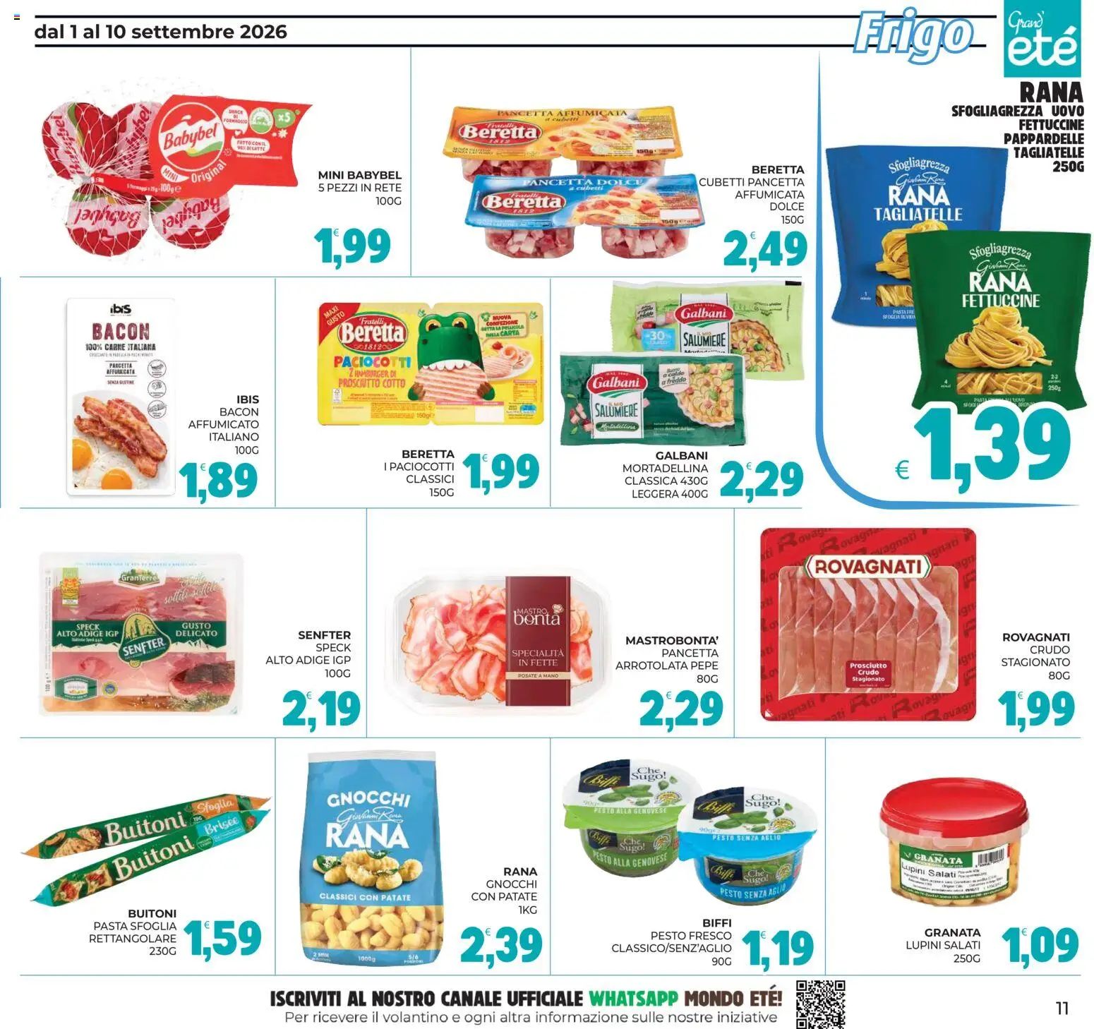 Volantino Eté del 01/09/2026 | Pagina: 11 | Prodotti: Prosciutto, Sugo, Specialità, Fettuccine
