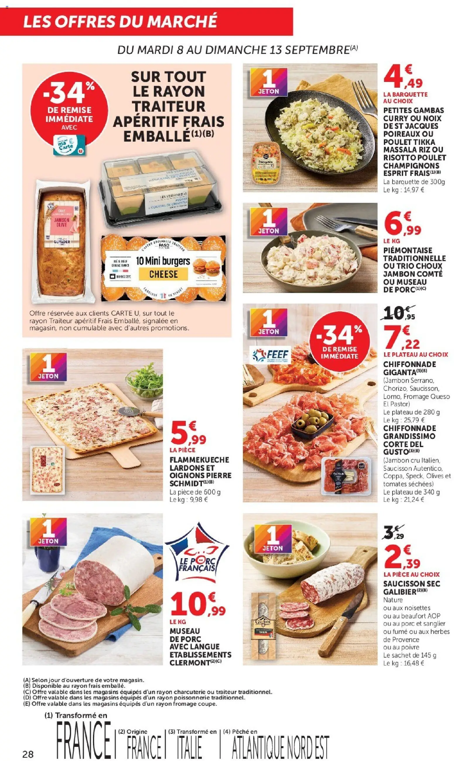 {H1} | Page: 28 | Produits: Jambon Cru, Olives, Beaufort aop, Olive