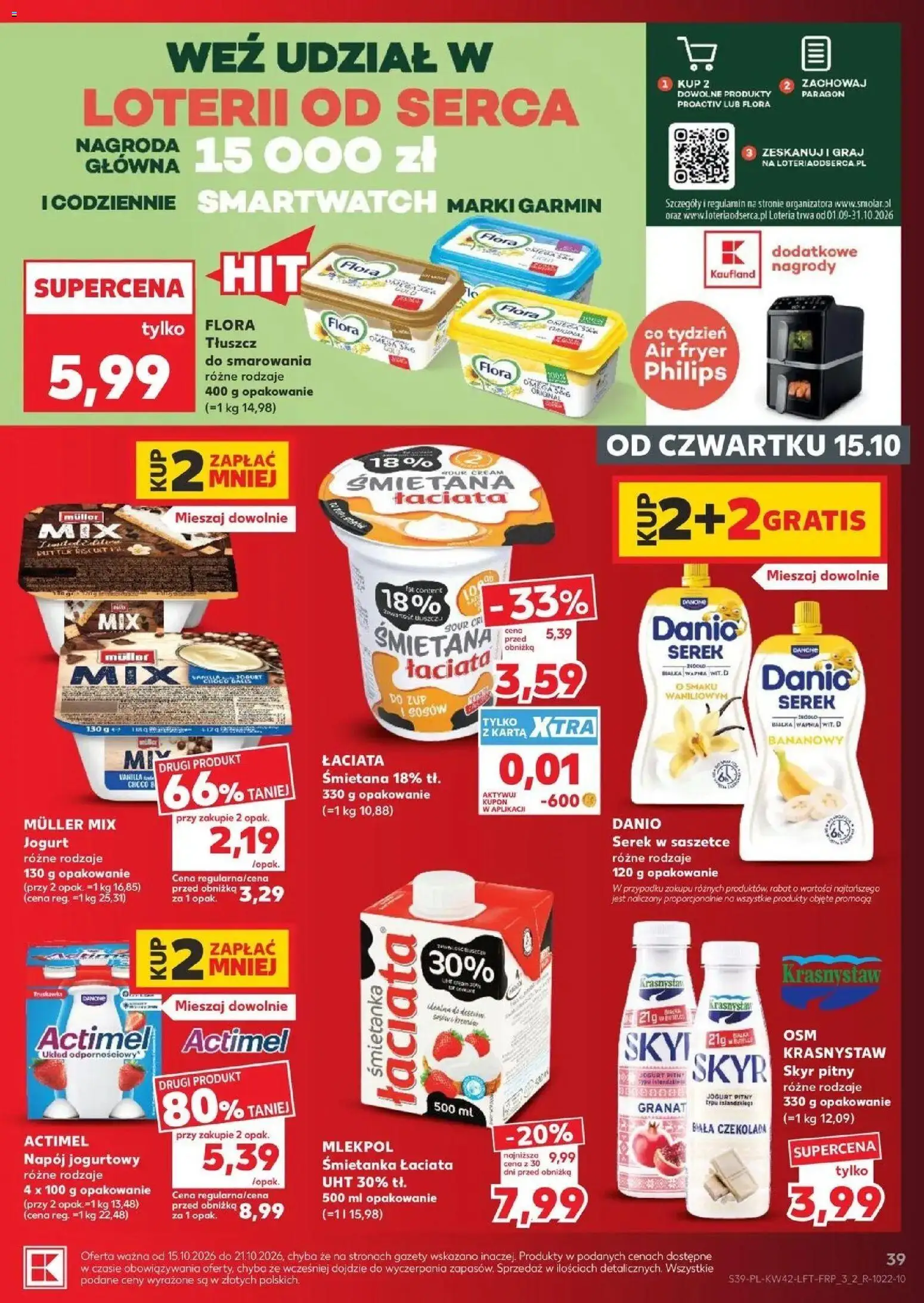 Kaufland aktualna gazetka od 15.10.2026 - od jutra PDF | Strona: 39 | Produkty: Karta, Serek, Smartwatch, Jogurt