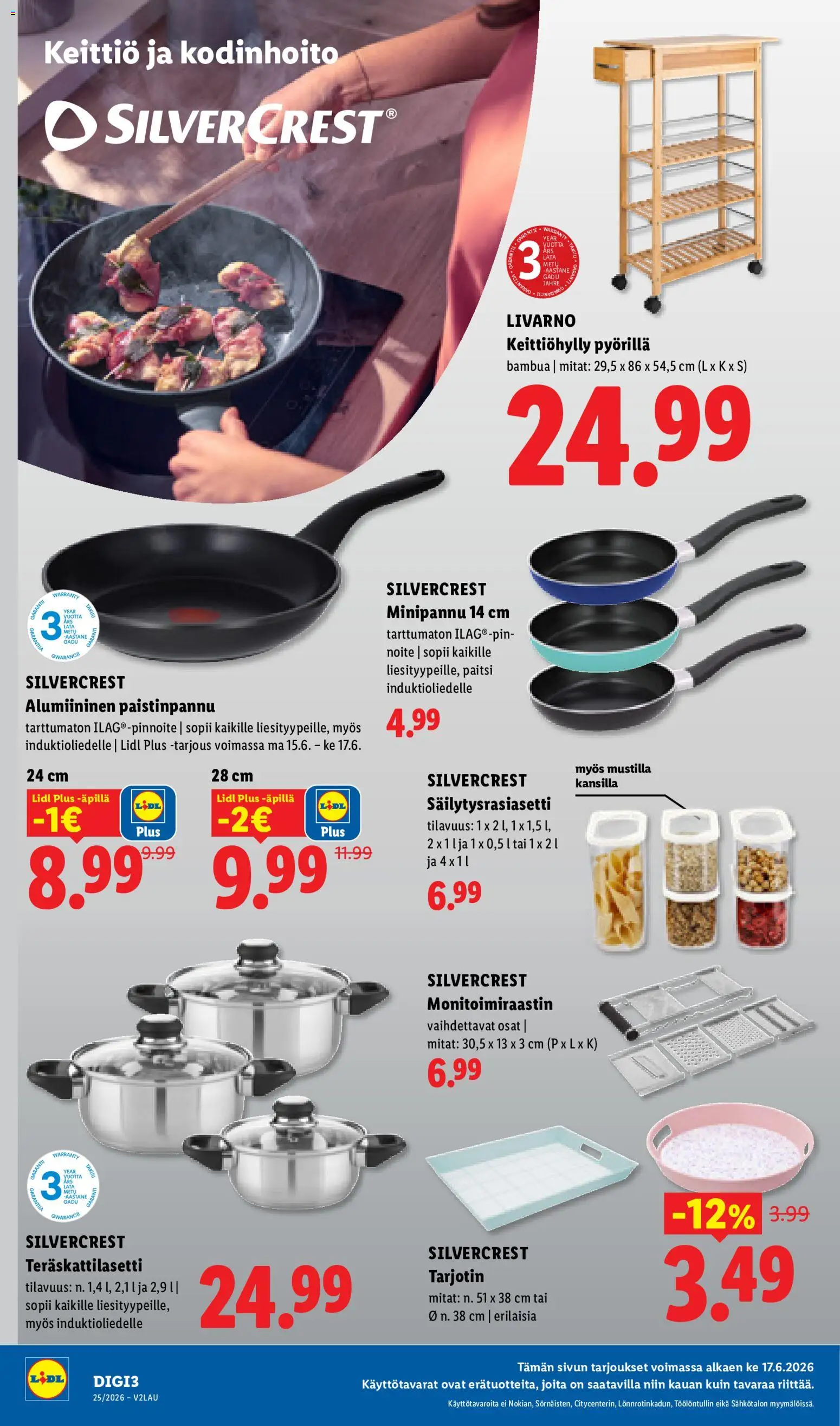 Lidl tarjoukset - Rovaniemi – voimassa 17.06.2026 alkaen | Sivu: 19 | Tuotteet: Paistinpannu, Keittiö, Tarjotin
