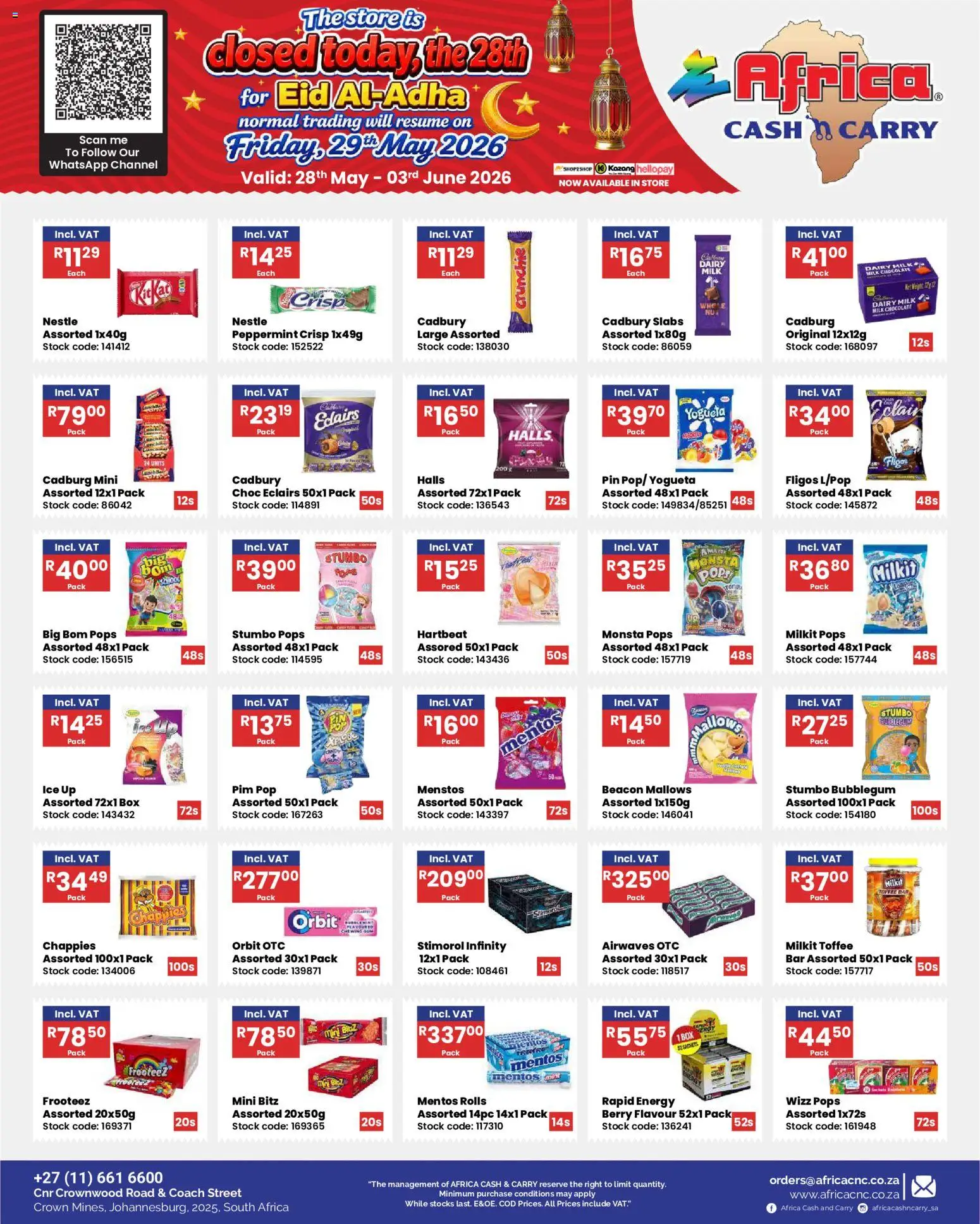 New Africa Cash & Carry catalogue – valid from 28.05.2026 | Page: 24 | Products: Box, Milk, Chocolate, Stock