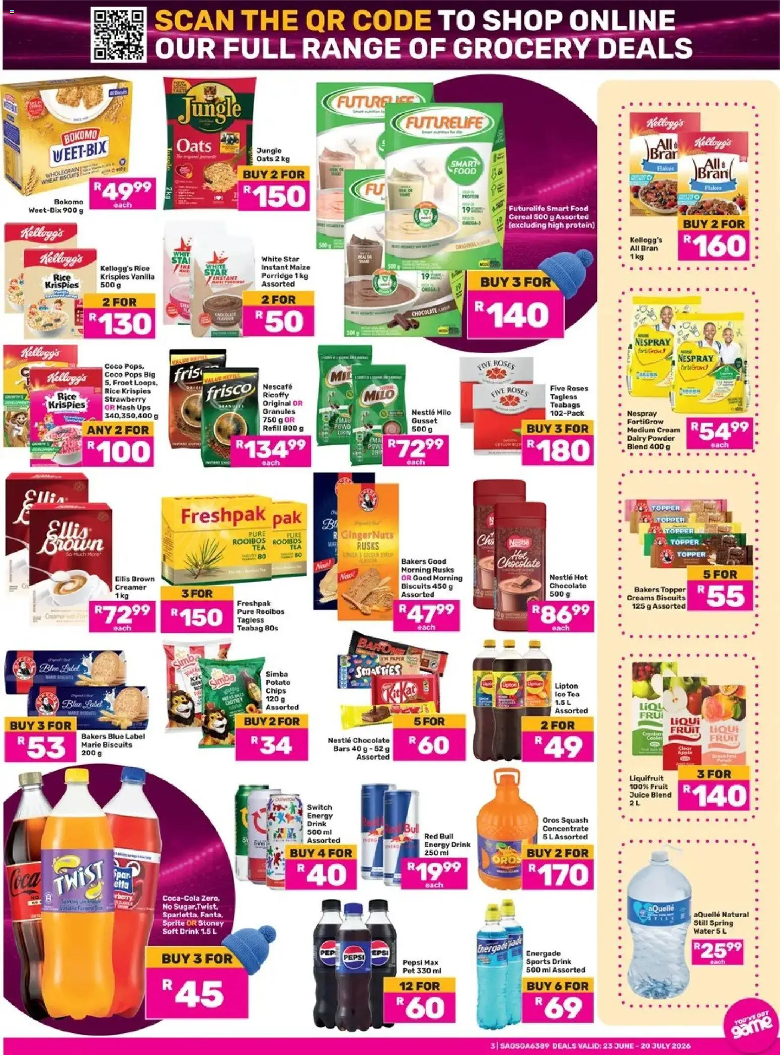 New Game catalogue – valid from 23/06/2026 | Page: 3 | Products: Oats, Rice, Sprite, Stoney
