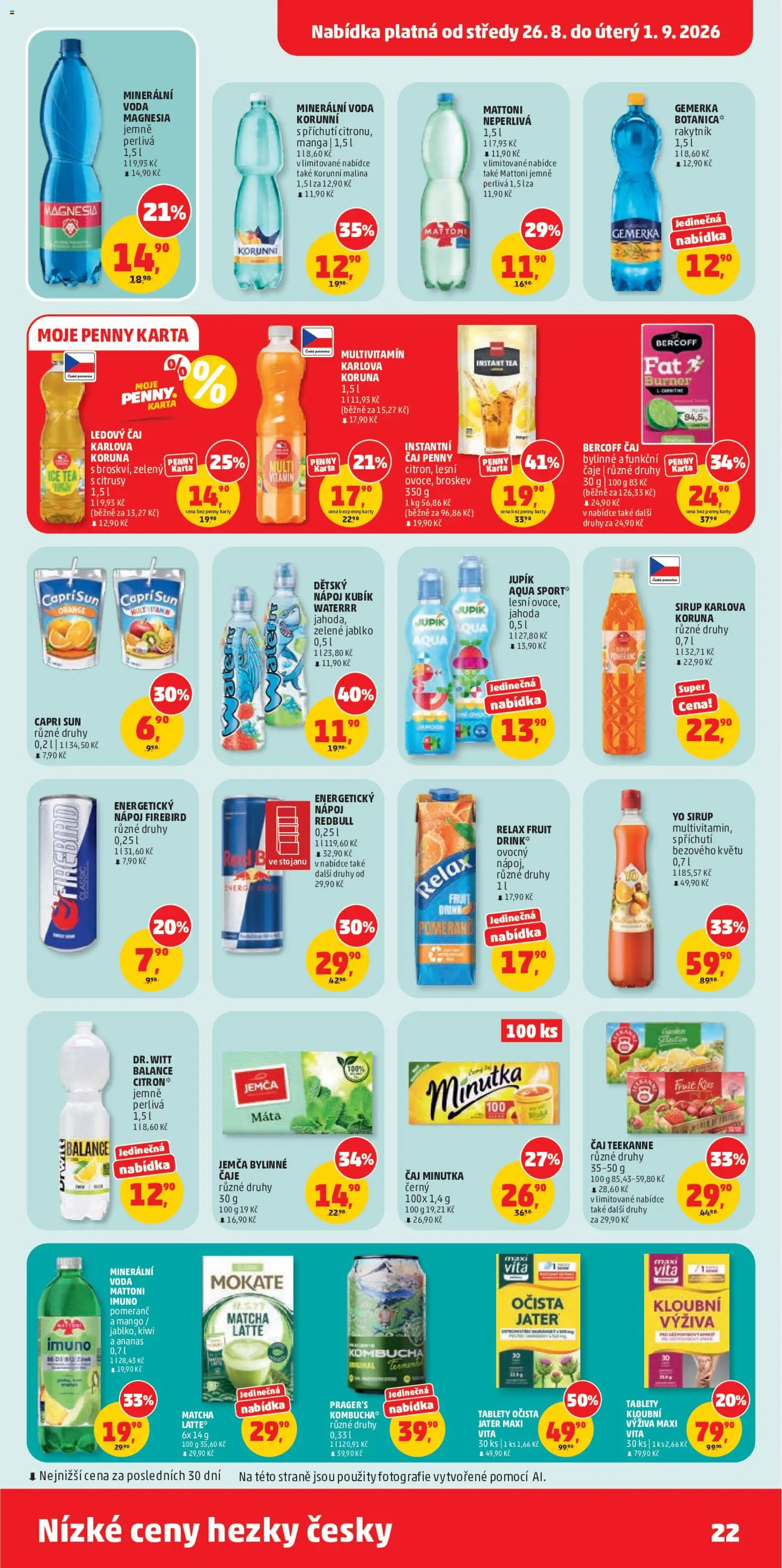 Penny Market leták od 26.08.2026 | Strana: 22 | Produkty: Kombucha, Magnesia, Energetický nápoj, Yo sirup