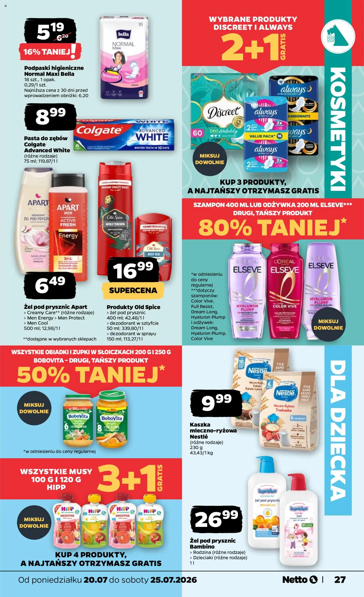 Netto gazetka od poniedziałku od 20.07.2026 | Strona: 27 | Produkty: Szampon, Odżywka, Dezodorant, Pasta do zębów