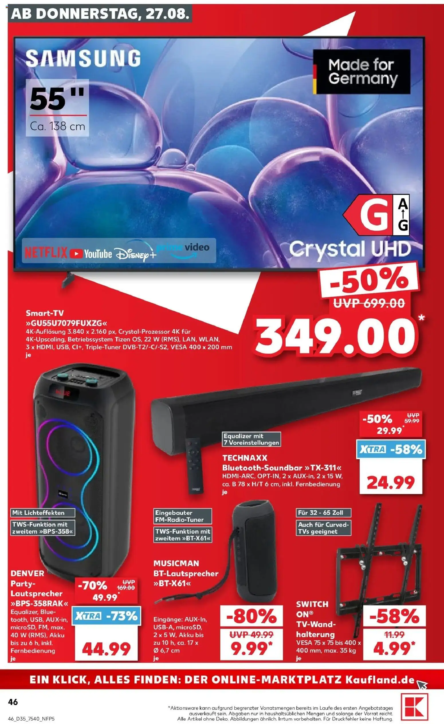Prospekt Kaufland ab 24.08.2026 » Angebote Online zum Blättern | Seite: 65 | Produkte: Lautsprecher, Samsung, Video