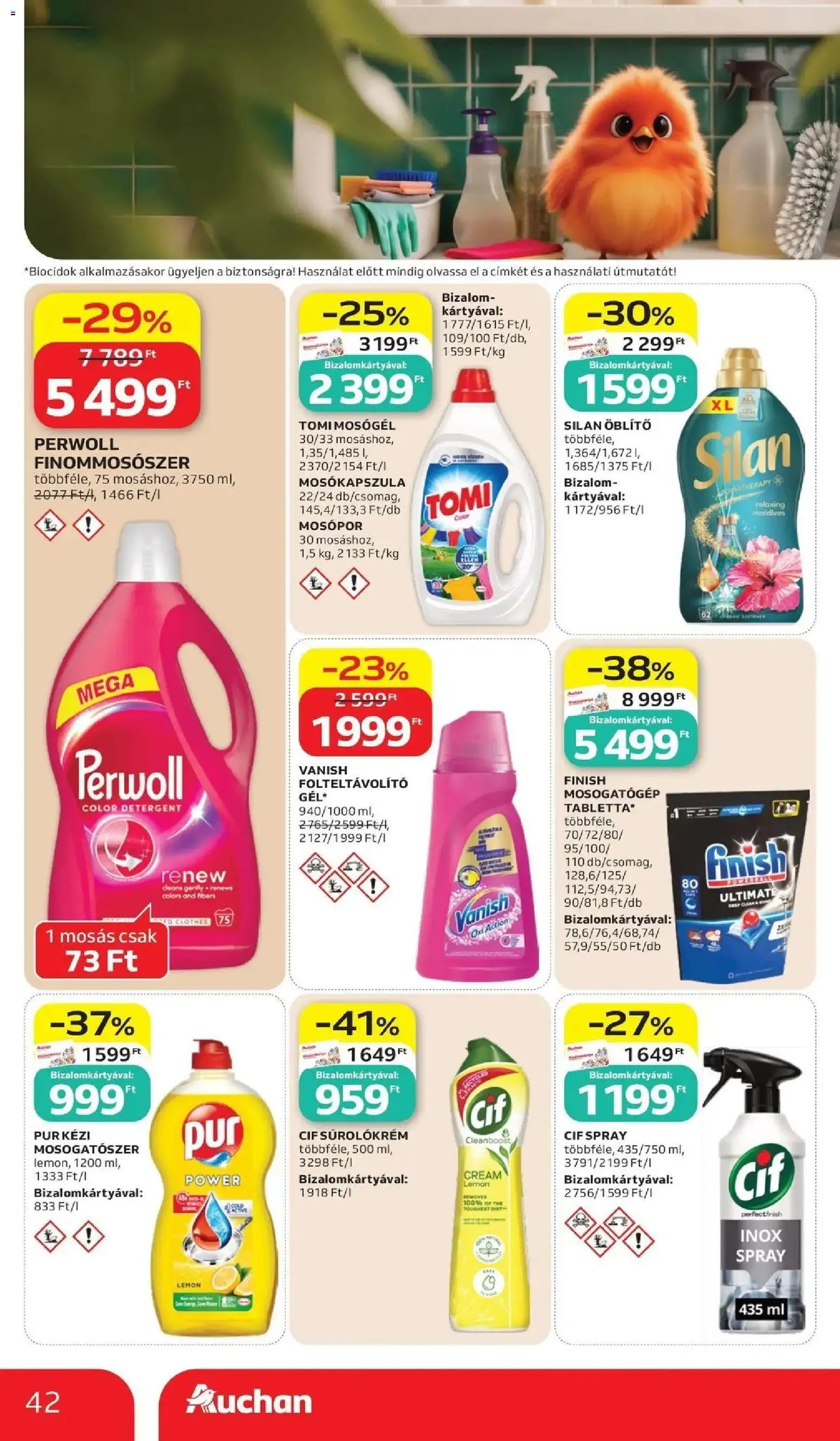 Auchan akciós ujság - amely érvényes a következő dátumtól: 2026.07.02. | Oldal: 42 | Termékek: Mosógél, Mosókapszula, Mosópor, Mosogatószer